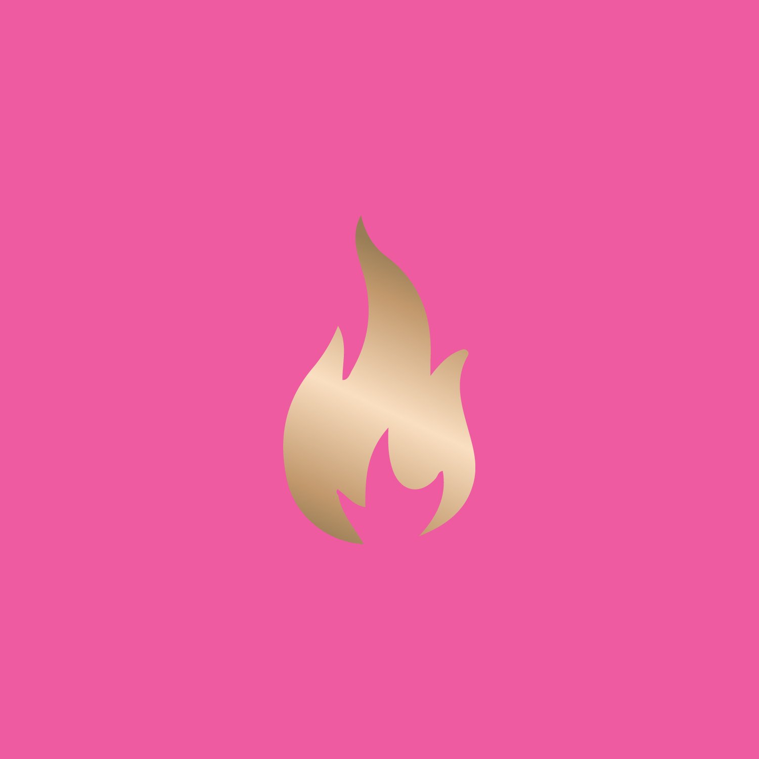 Gold flame symbol on pink background