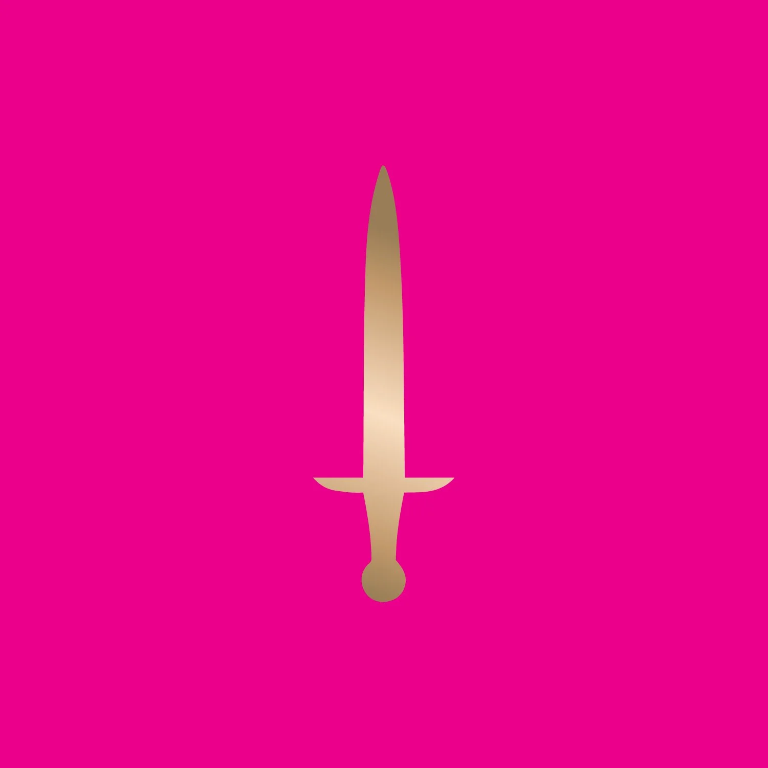 Gold sword icon on a pink background.