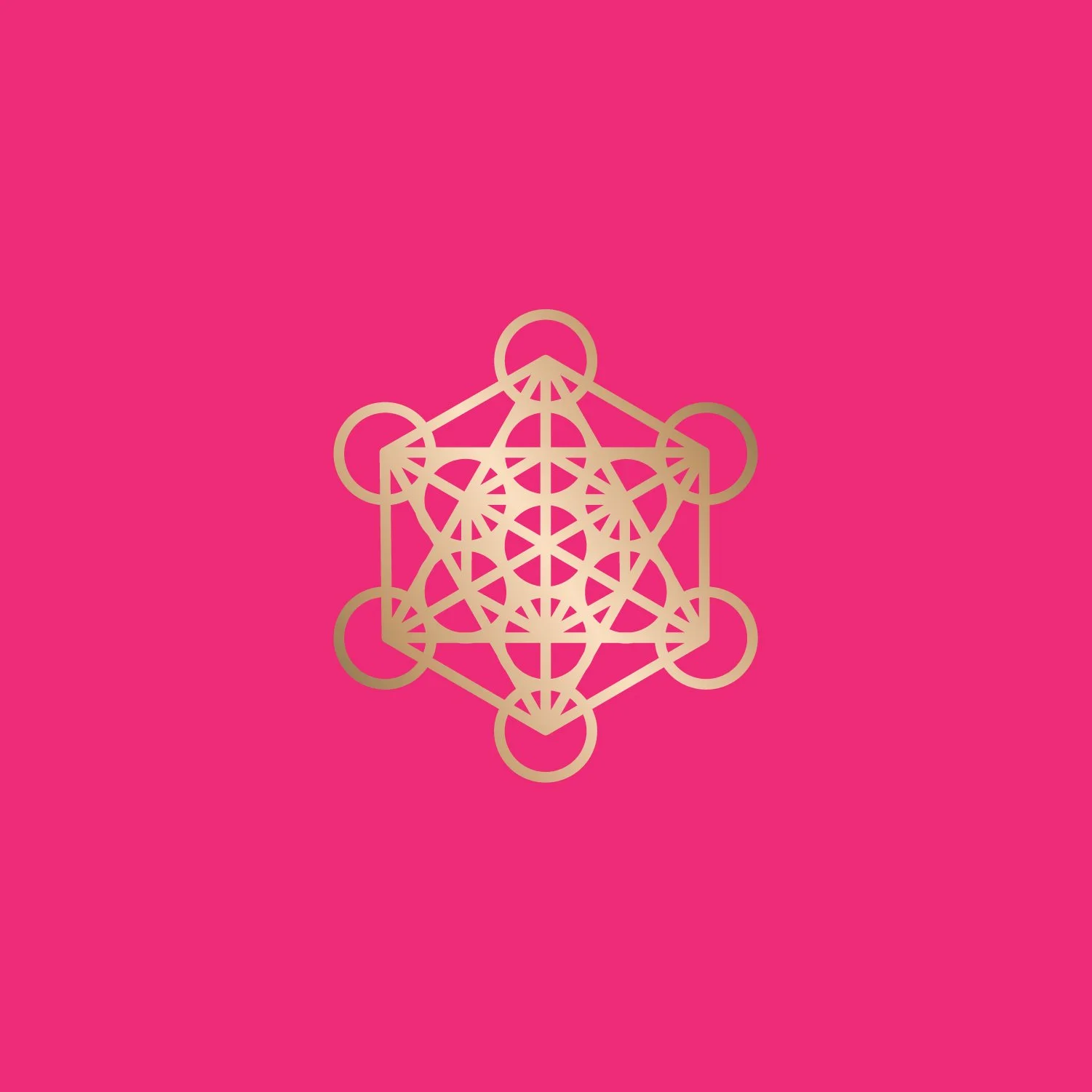 Abstract geometric design with gold lines on pink background