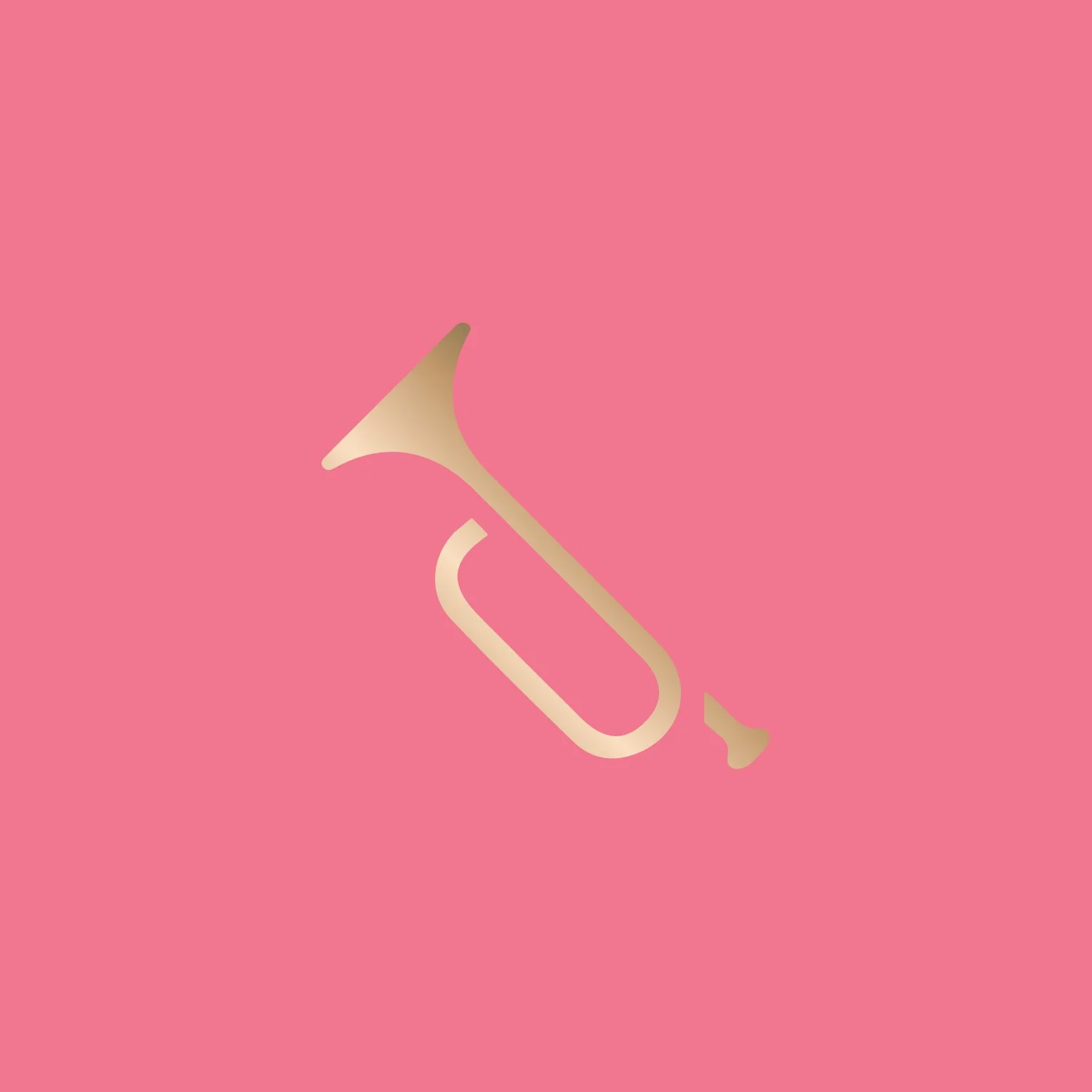 Simple illustration of a trumpet on a pink background
