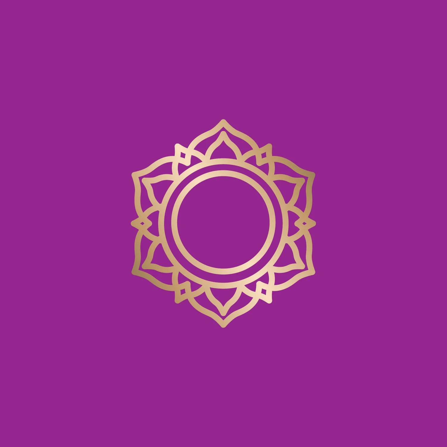 Gold mandala design on purple background