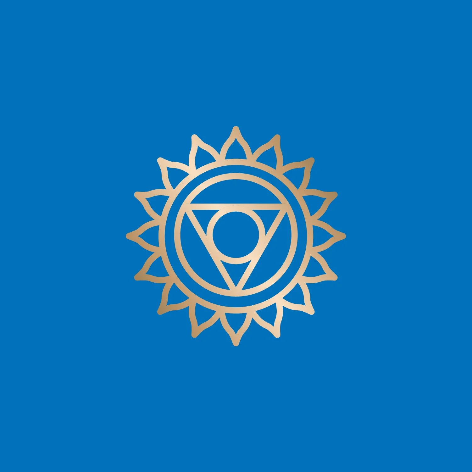Gold intricate mandala design on blue background