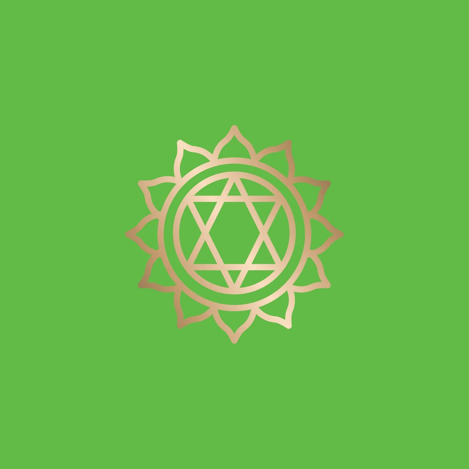 Heart chakra symbol on green background