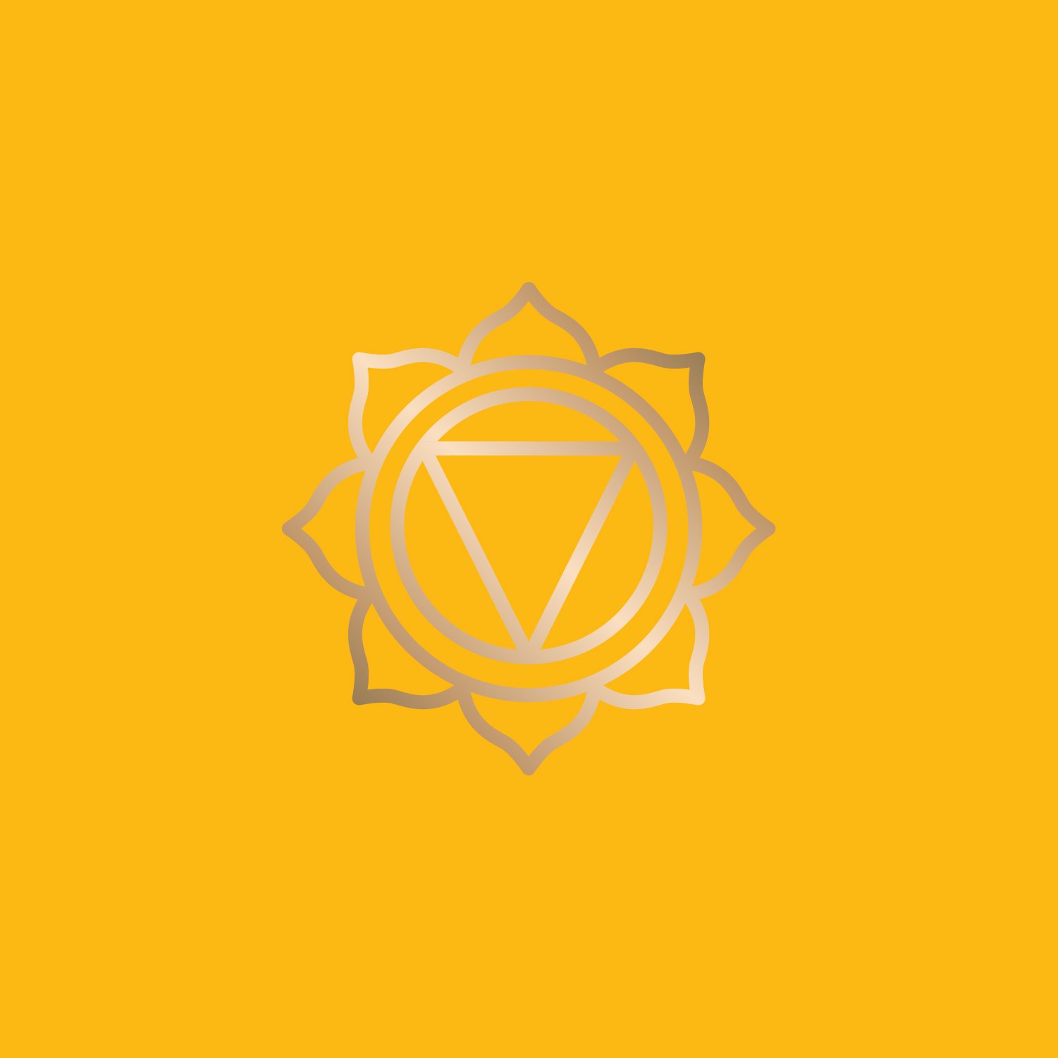 Solar plexus chakra symbol on yellow background