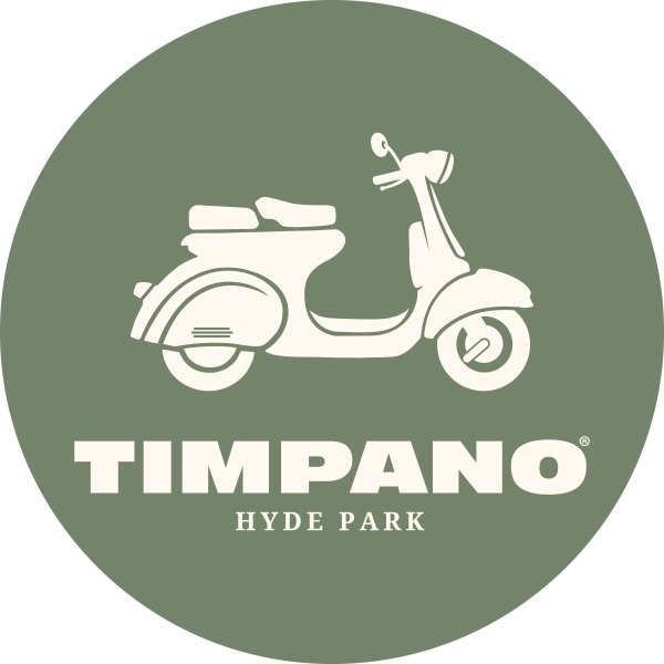 Green circular logo with a white scooter illustration above the text "TIMPANO HYDE PARK."