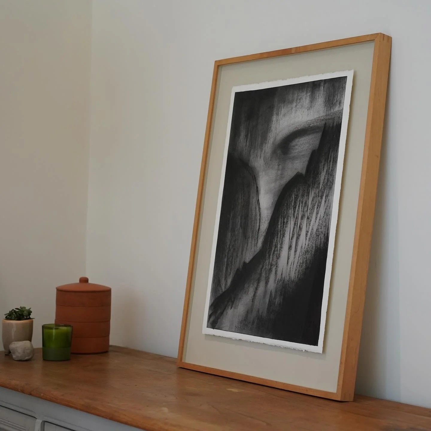 Maybe tenth attempt at framing this? #charcoal #charcoaldrawing #blackandwhite #abstractlandscape #art #howtofail #framingart