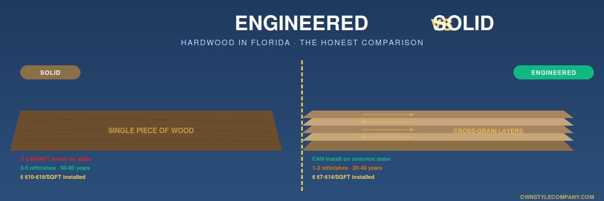 Engineered Hardwood vs Solid Hardwood in Florida Homes: Which One Actually Makes Sense