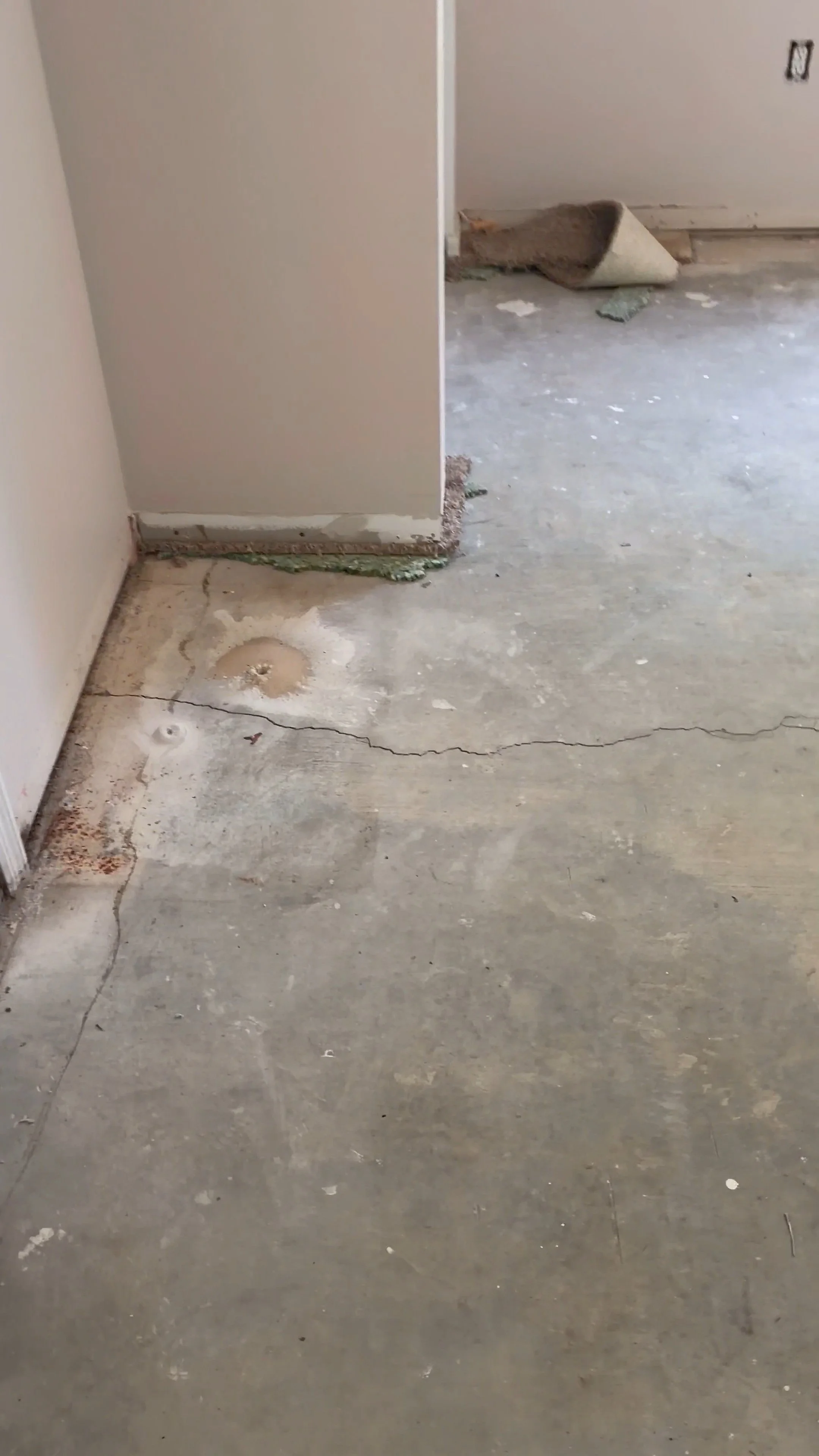 Uneven concrete subfloor requiring self-leveling prep in main living area Dade City FL
