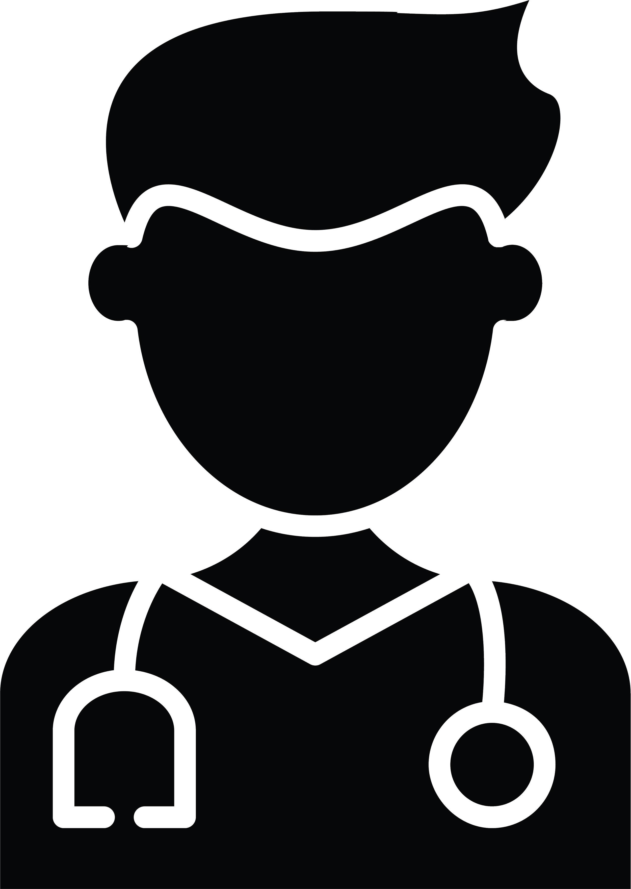 Line drawing of a doctor with a stethoscope around their neck.