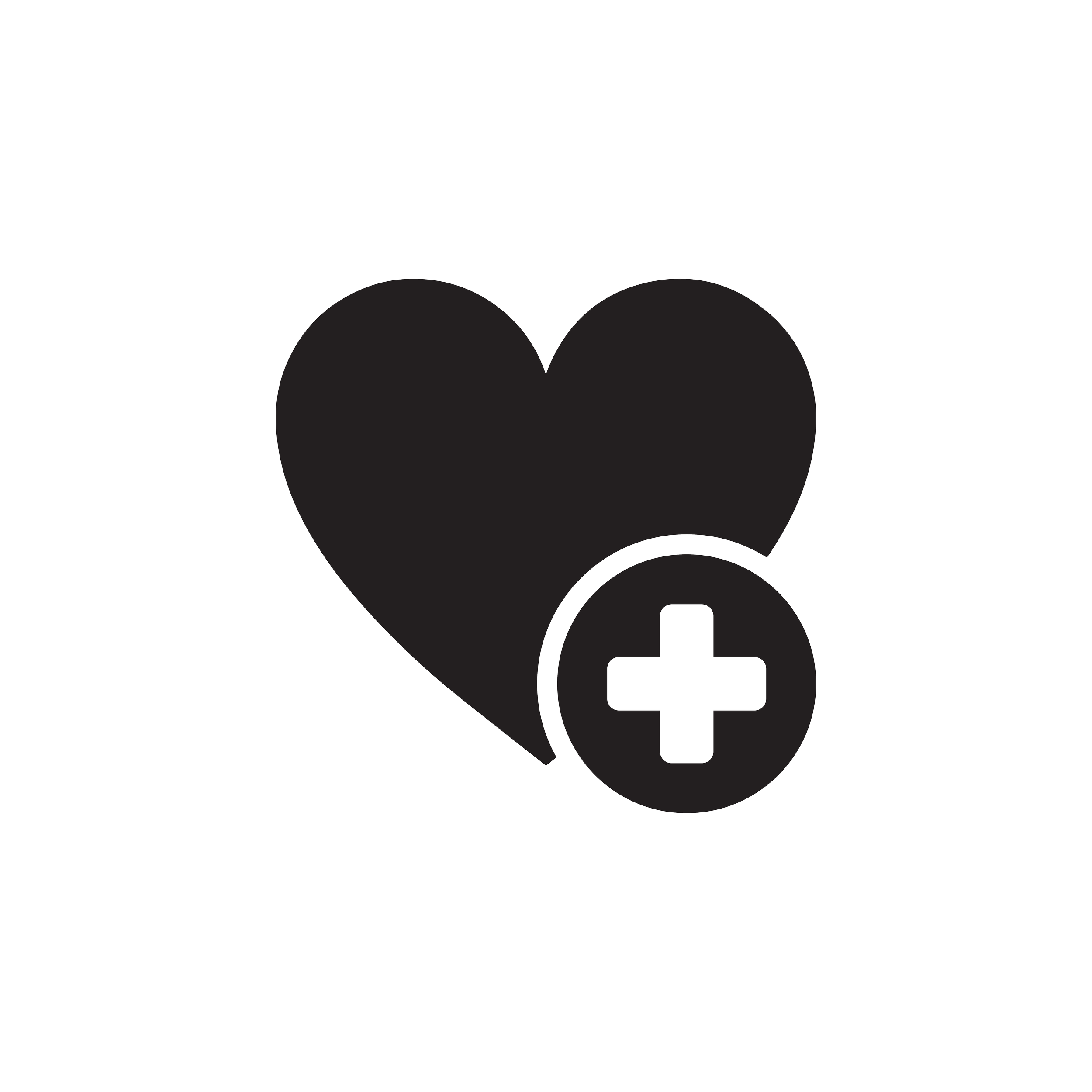 Black heart with a medical cross icon