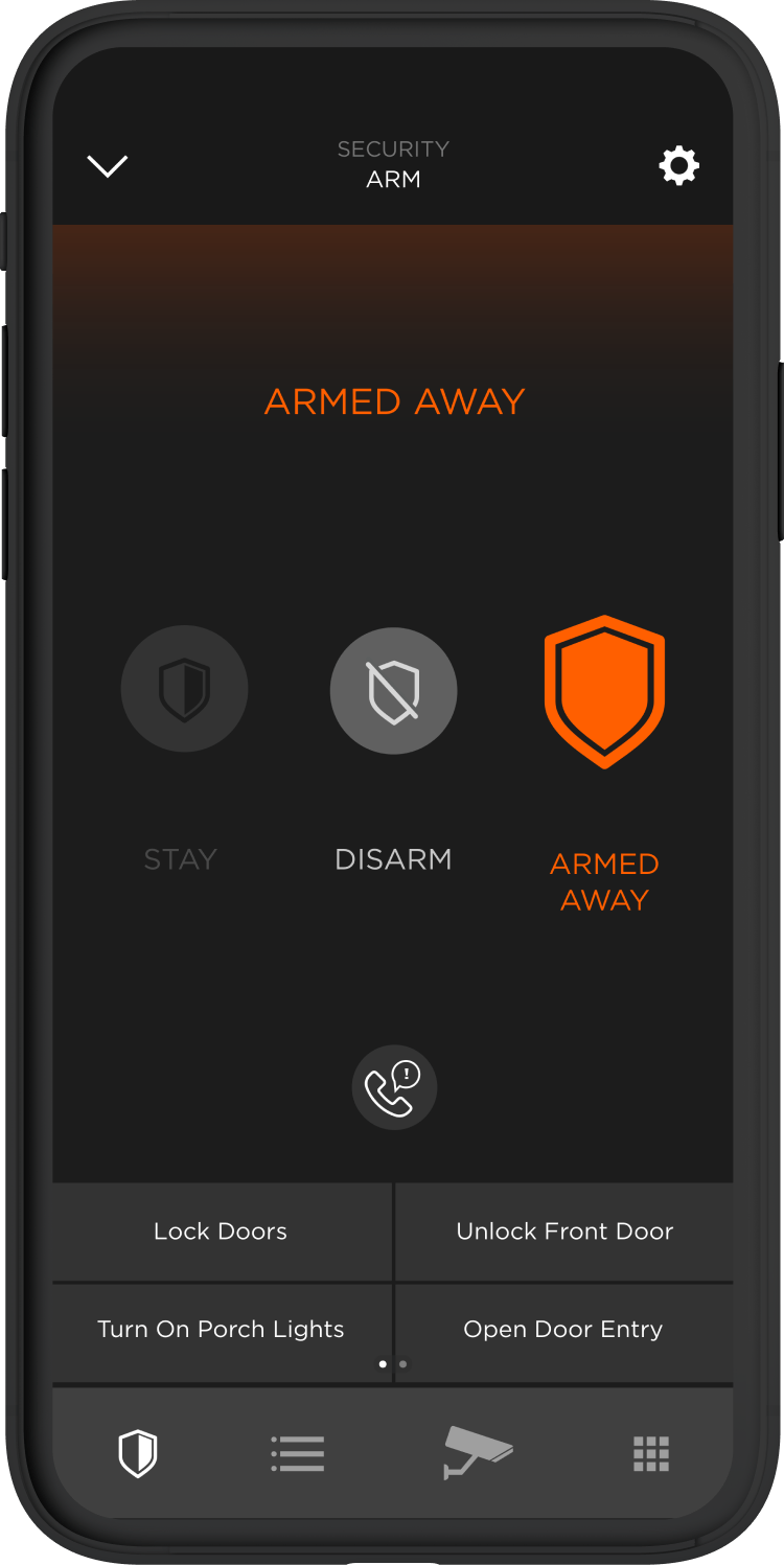 Savant Pro app showing the security page