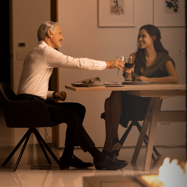Couple enjoying a meal