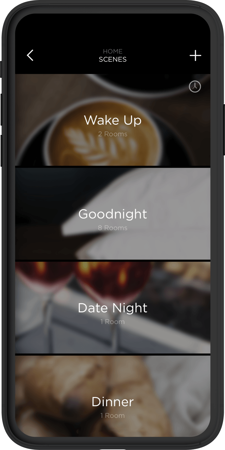 Savant Pro app showing the Savant Scenes page