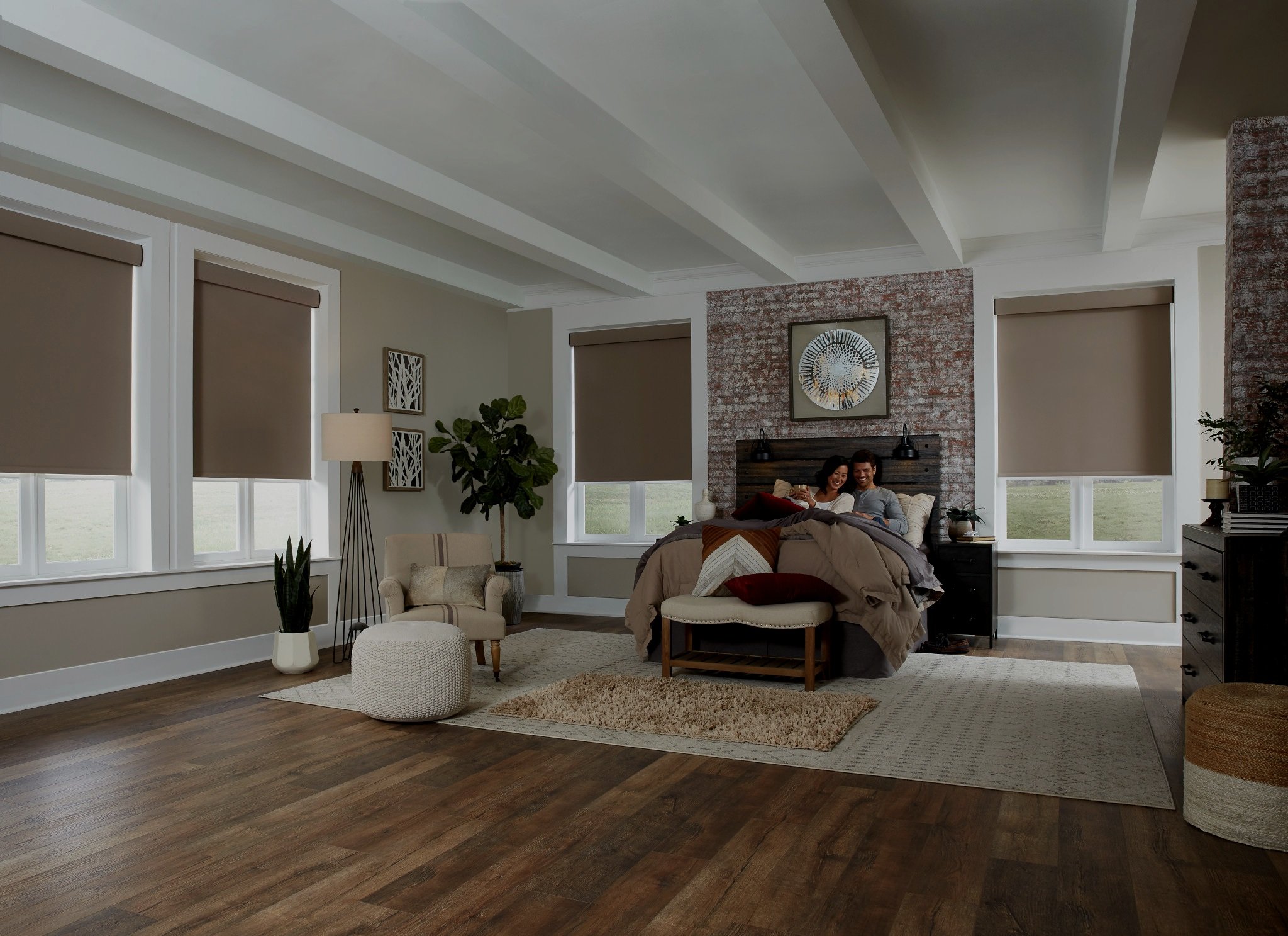 Luxury Lutron Blinds in bedroom