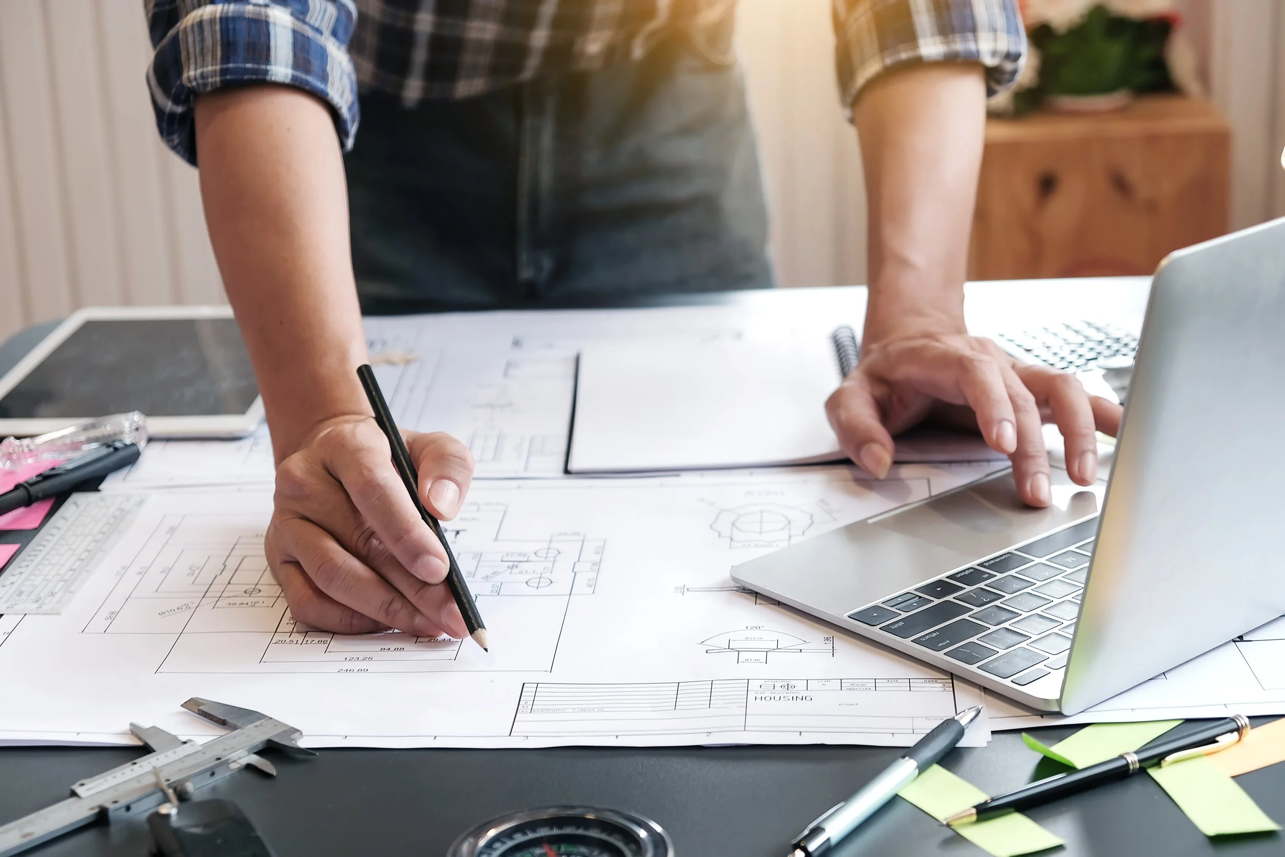 Man with site plans