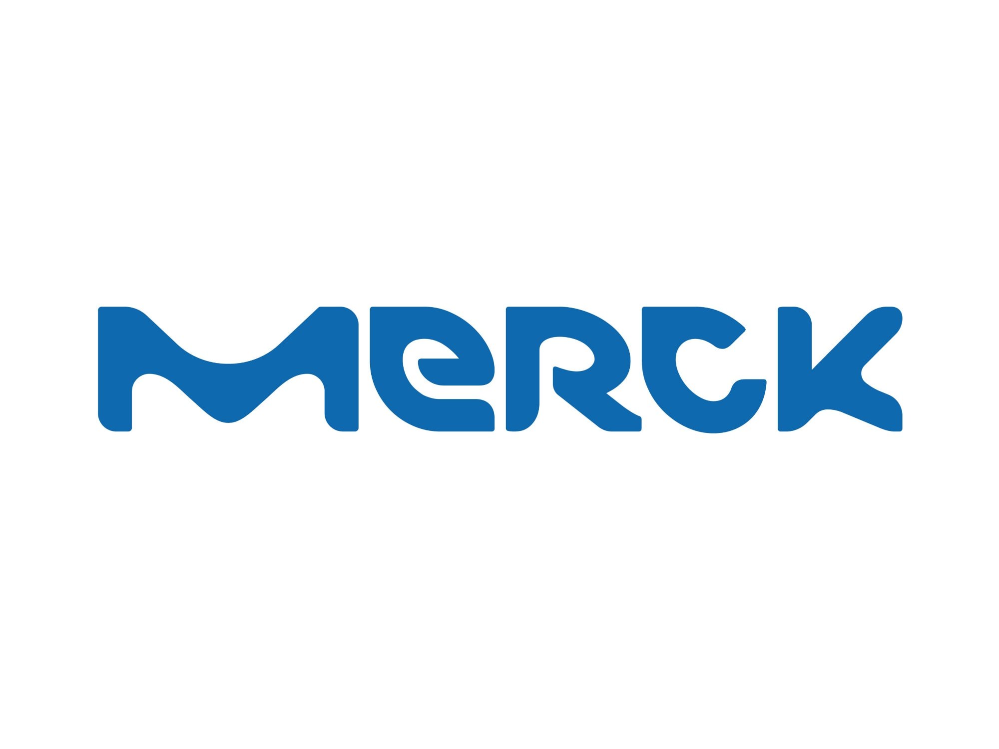 Merck-Logo in blauer Schrift auf weißem Hintergrund.