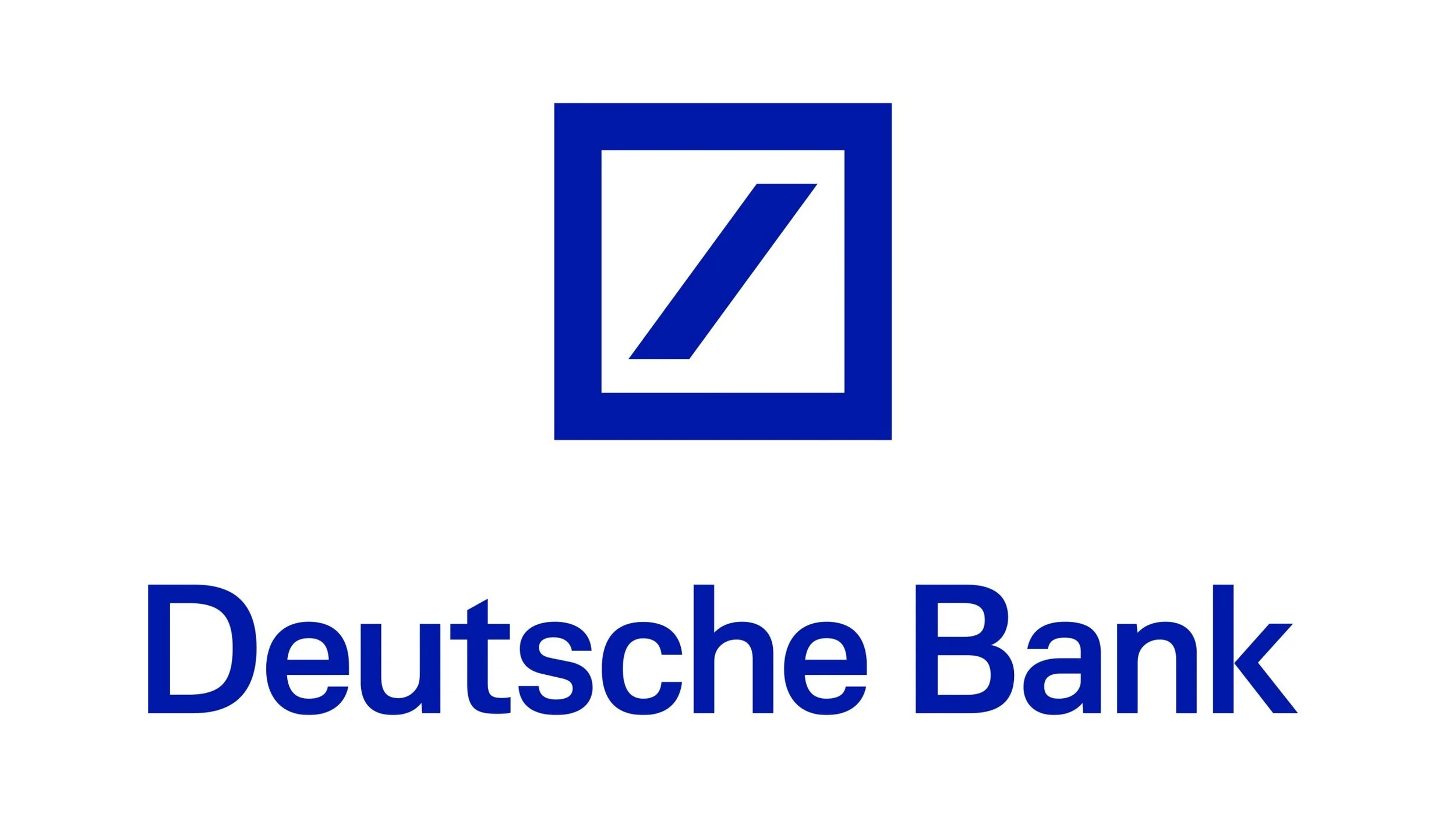 Logo der Deutschen Bank mit blauem Quadrat und schrägem Strich.