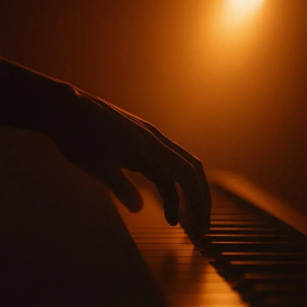 Mains jouant sur un piano, symbole de pratique, d’apprentissage et de nouveaux débuts artistiques.