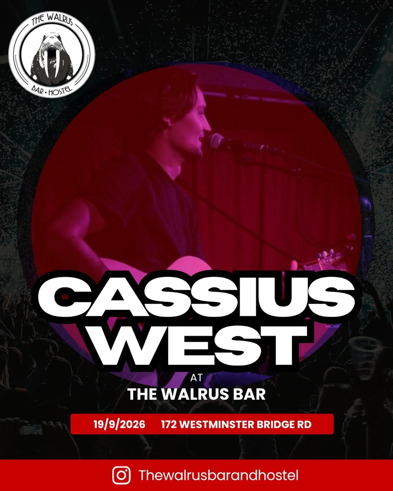 @cassius.west playing at The Walrus 19/9/26 @8:30pm!

Happy hour 🥂 free live music 🎵 drink deals 🍻

#livemusiclondon #londonevents #freemusic #waterloo #lowermarsh