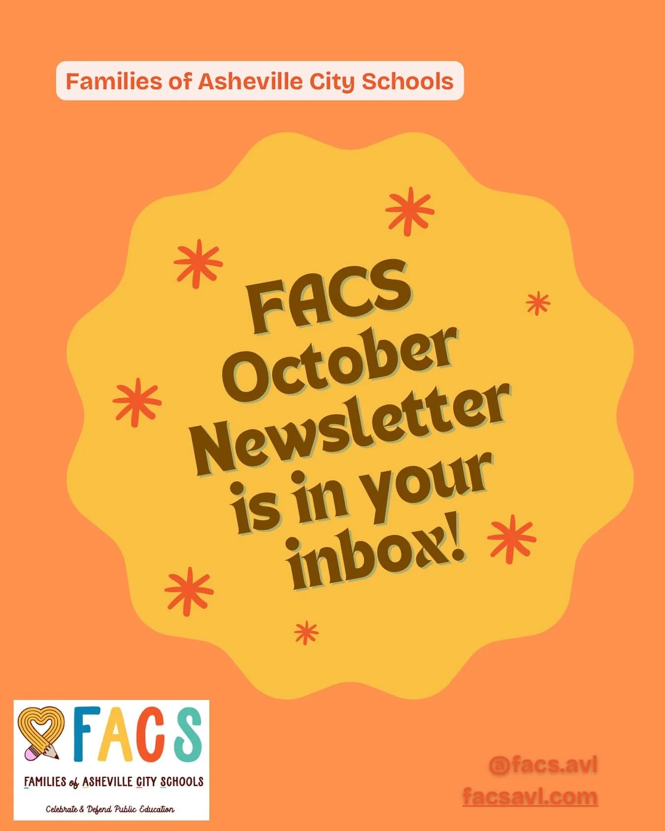 Hot off the press! Check your email (and spam folder) for the October FACS newsletter!