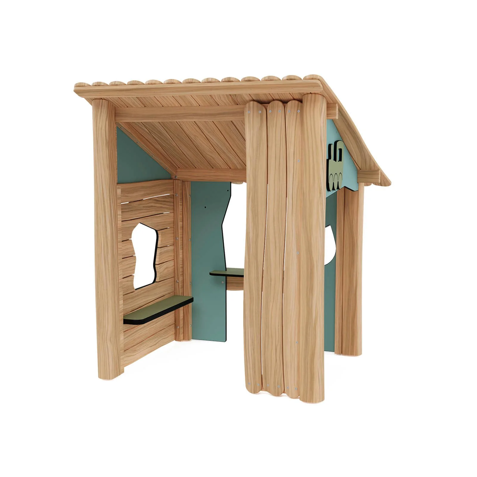 Robinio Train Station playground structure for public spaces, ages 1–6, supports role-play and social interaction, compact design