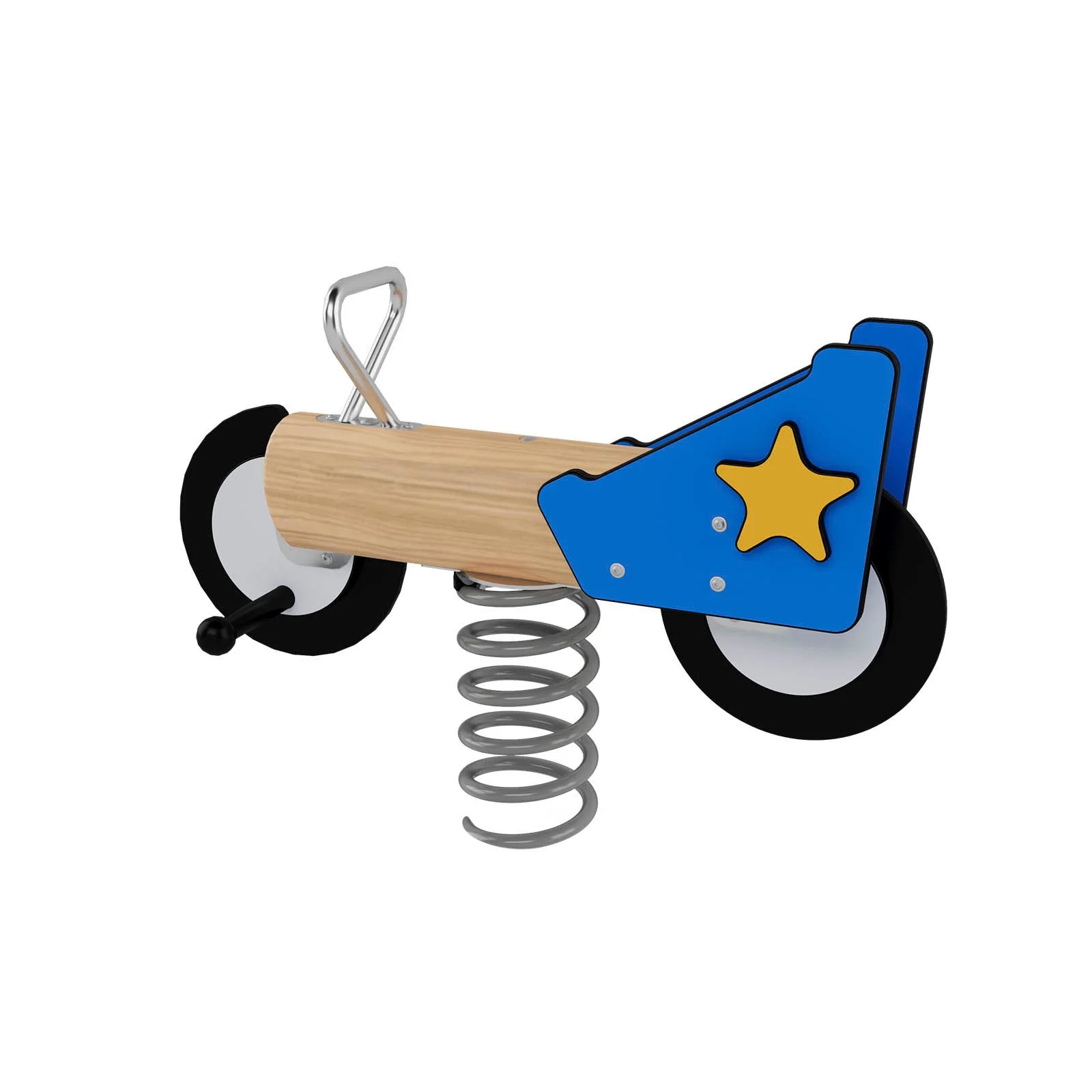 Robinio Police Scooter spring rocker for public spaces, ages 1–12, supports balance and imaginative play, concrete base installation