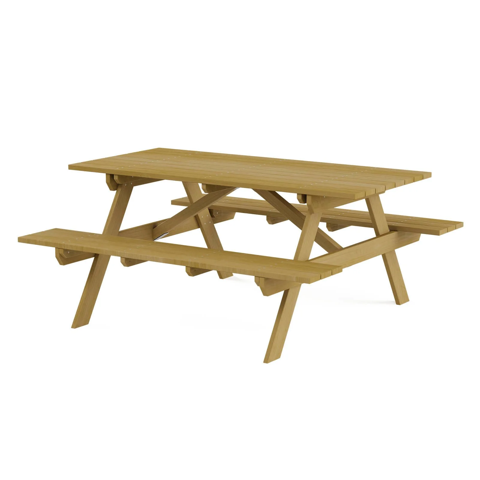 Natural wooden table bench made of impregnated pine wood, designed for children aged 1–7 for outdoor group activities and social play.