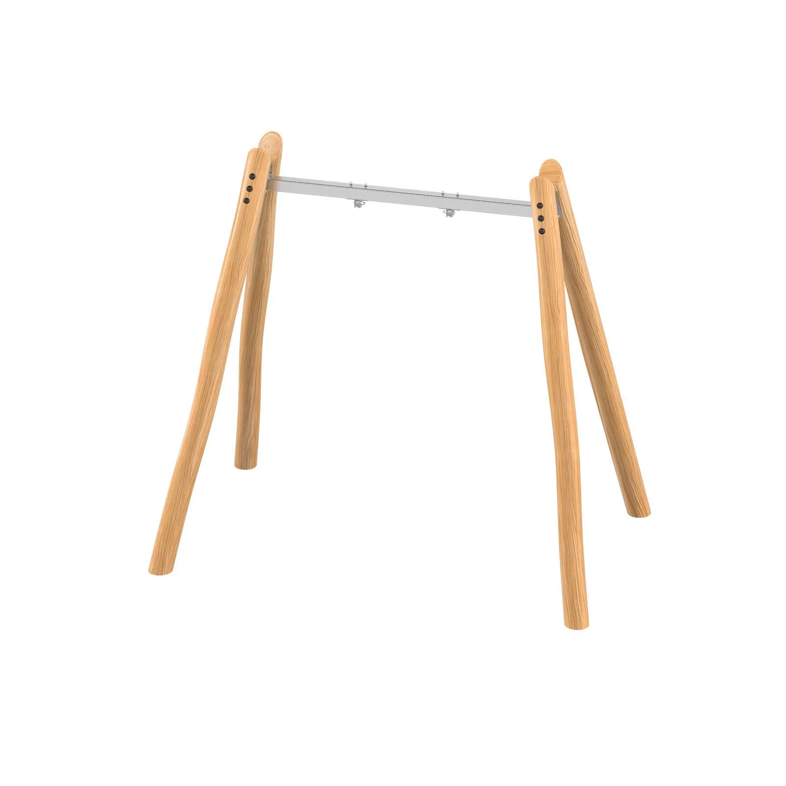 Single playground swing made of robinia acacia wood and stainless steel, designed for children aged 3–14 for public outdoor playground use.