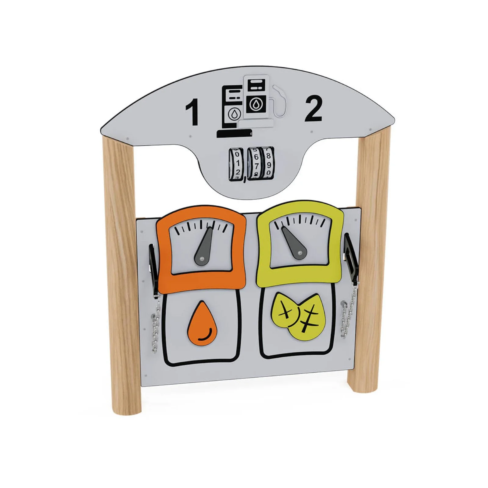 Robinio Petrol Station playground element for public spaces, ages 1–14, supports role-play and imaginative play, compact design