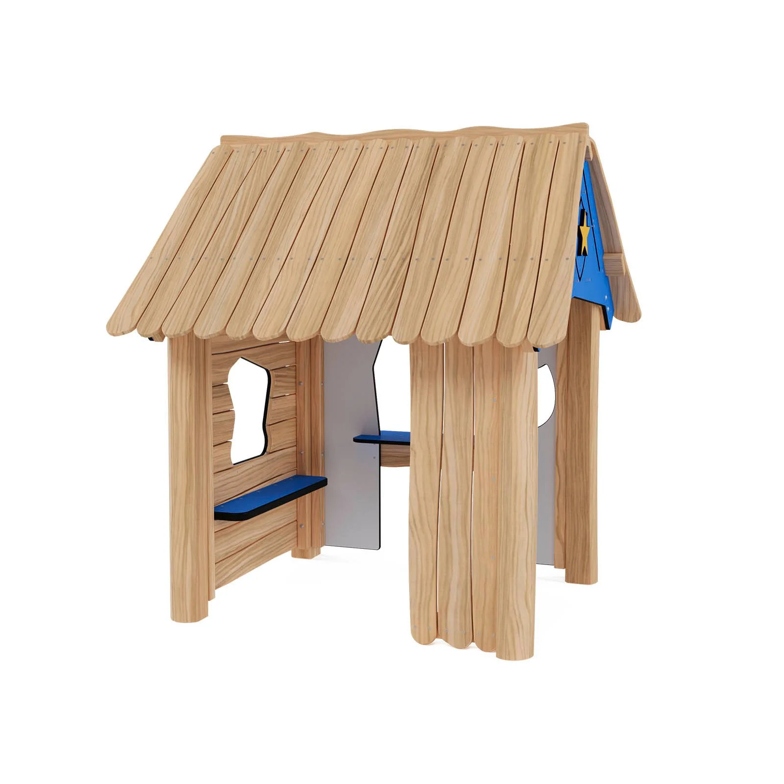 Robinio Police Playhouse playground structure for ages 1–6, designed for public spaces, supports role-play, social skills, and safety learning