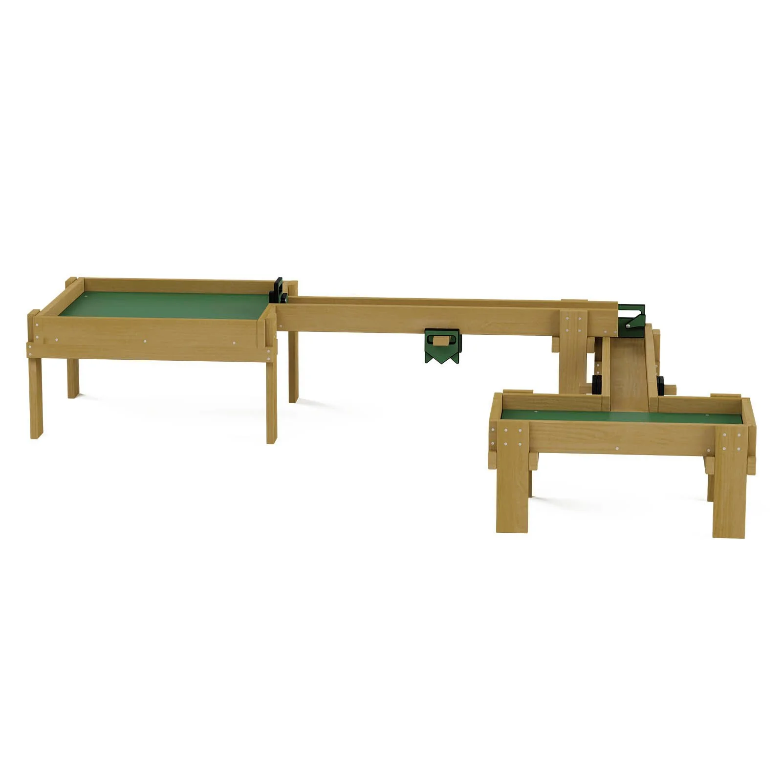 Natural wooden sensory mud play set made of impregnated pine wood, designed for children aged 1–7 for cooperative outdoor sensory play.