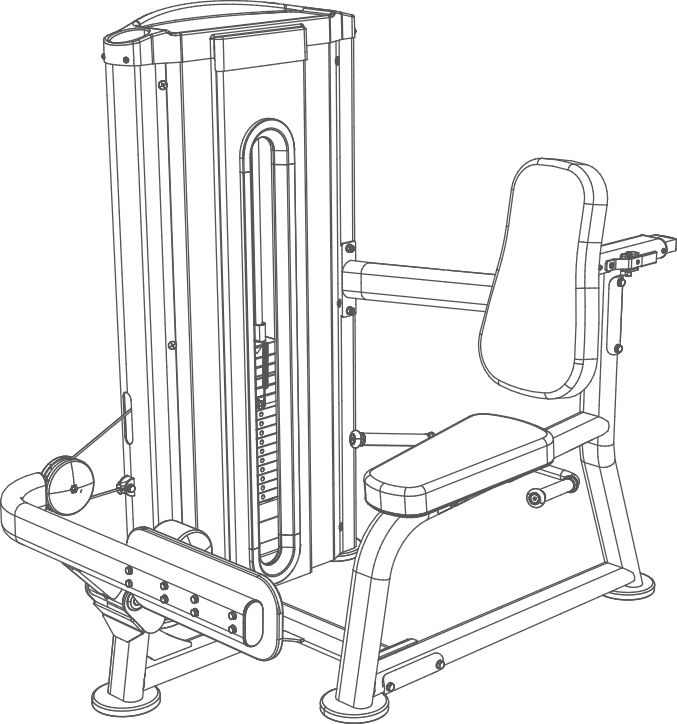 Inertia sėdimas blauzdų treniruoklis L210B – jėgos treniruočių įrenginys sporto salėms ir treniruoklių centrams