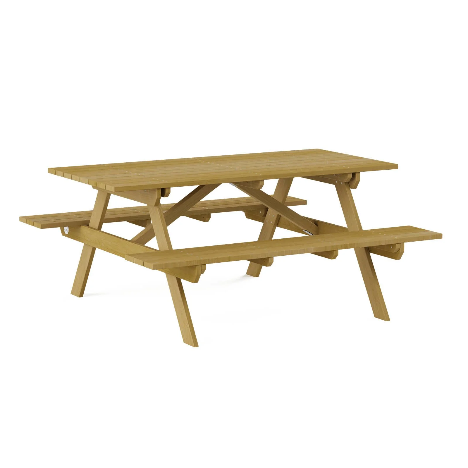 Natural wooden table bench made of impregnated pine wood, designed for children aged 1–7 for outdoor group activities and social play.