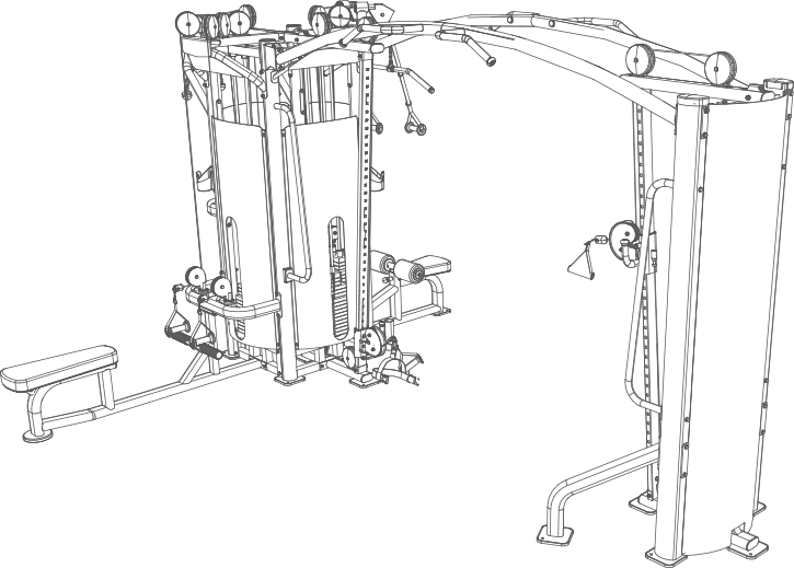 Ergoline 5 darbo pozicijų kompaktiška daugiavietė jėgos treniruočių stotis
