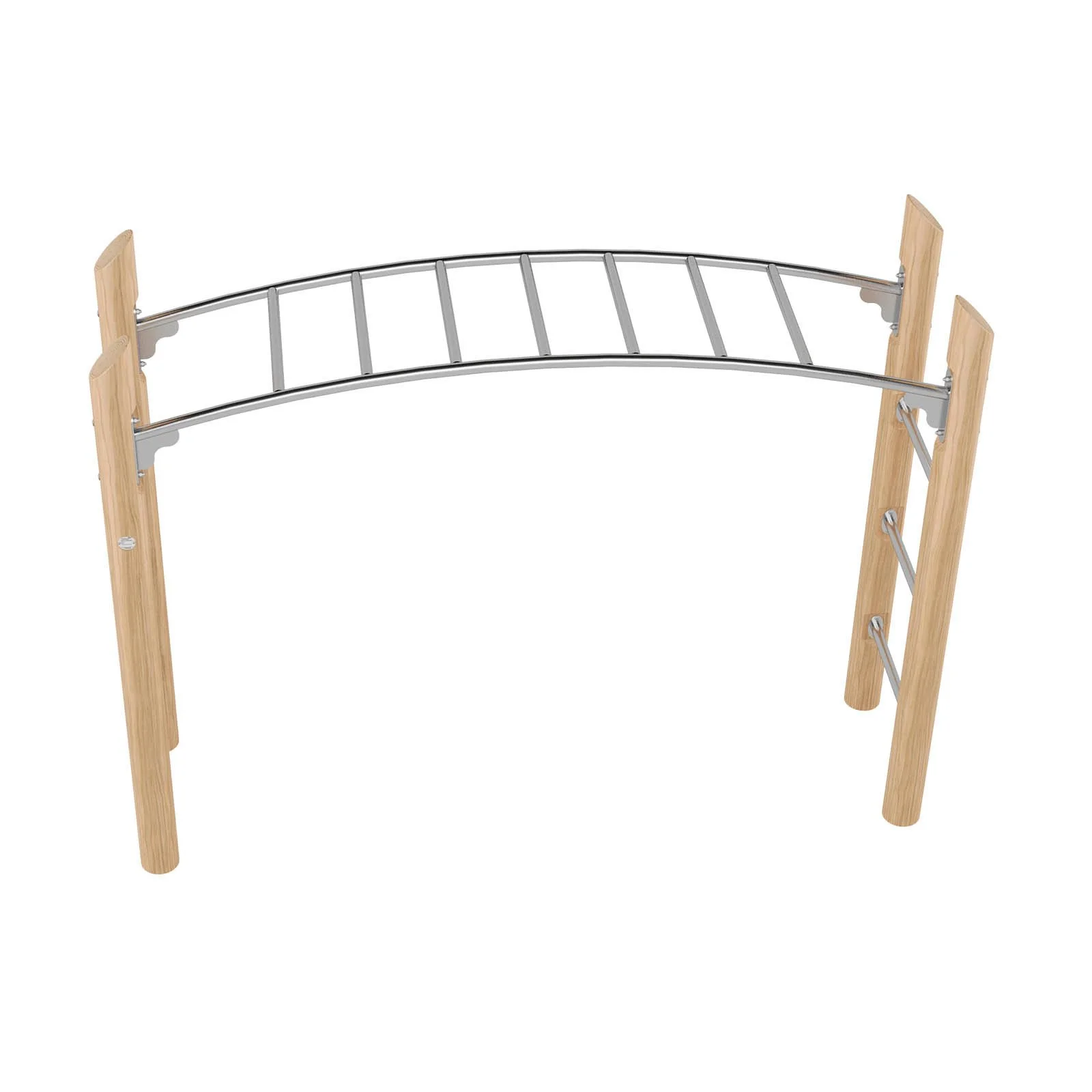 Robinio Horizontal Ladder playground structure for public spaces, ages 6–14, supports upper-body strength and coordination, stainless steel rungs, EN 1176 compliant.