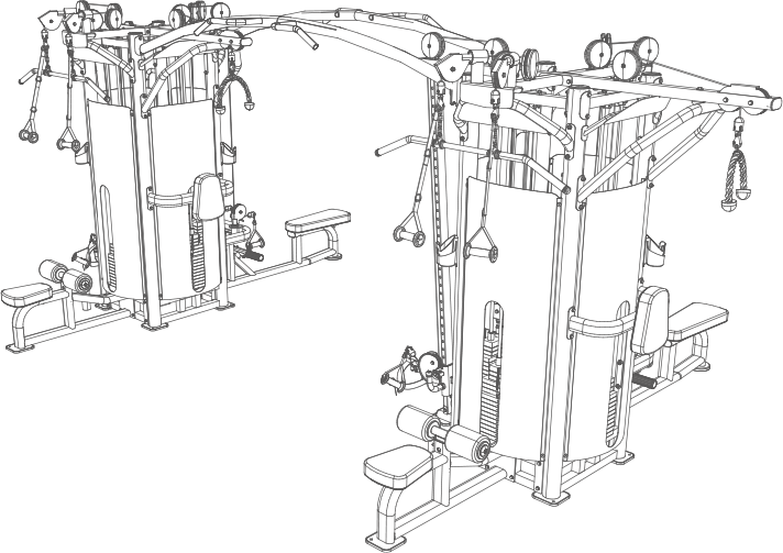 Ergoline 8 darbo pozicijų kompaktiška daugiavietė jėgos treniruočių stotis
