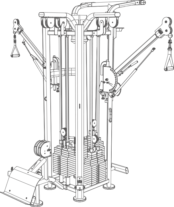 Ergoline 6 darbo pozicijų kompaktiška daugiavietė jėgos treniruočių stotis