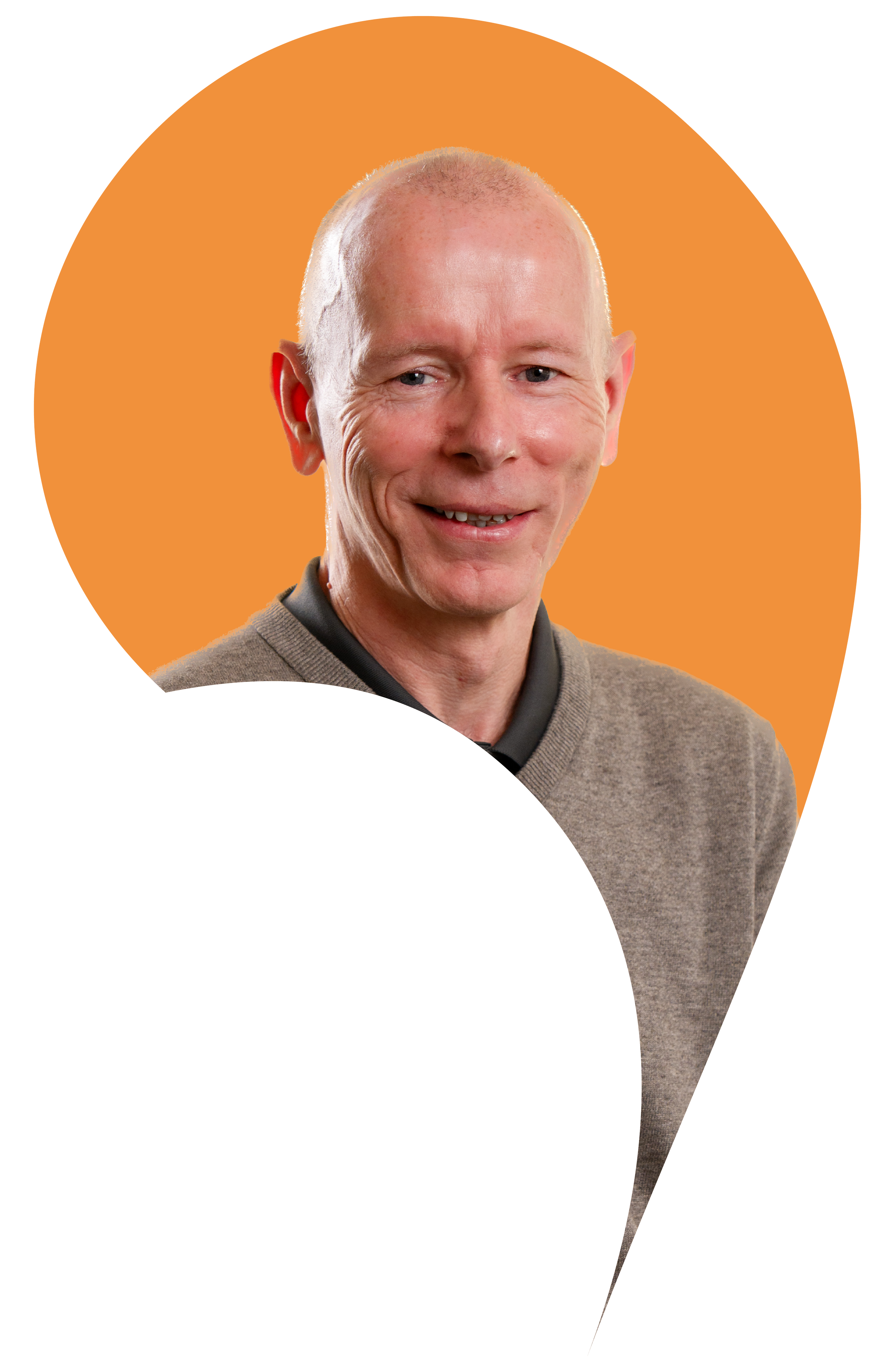 Vincent Orr cut into the apostrophe shape with a Jaffa orange background.