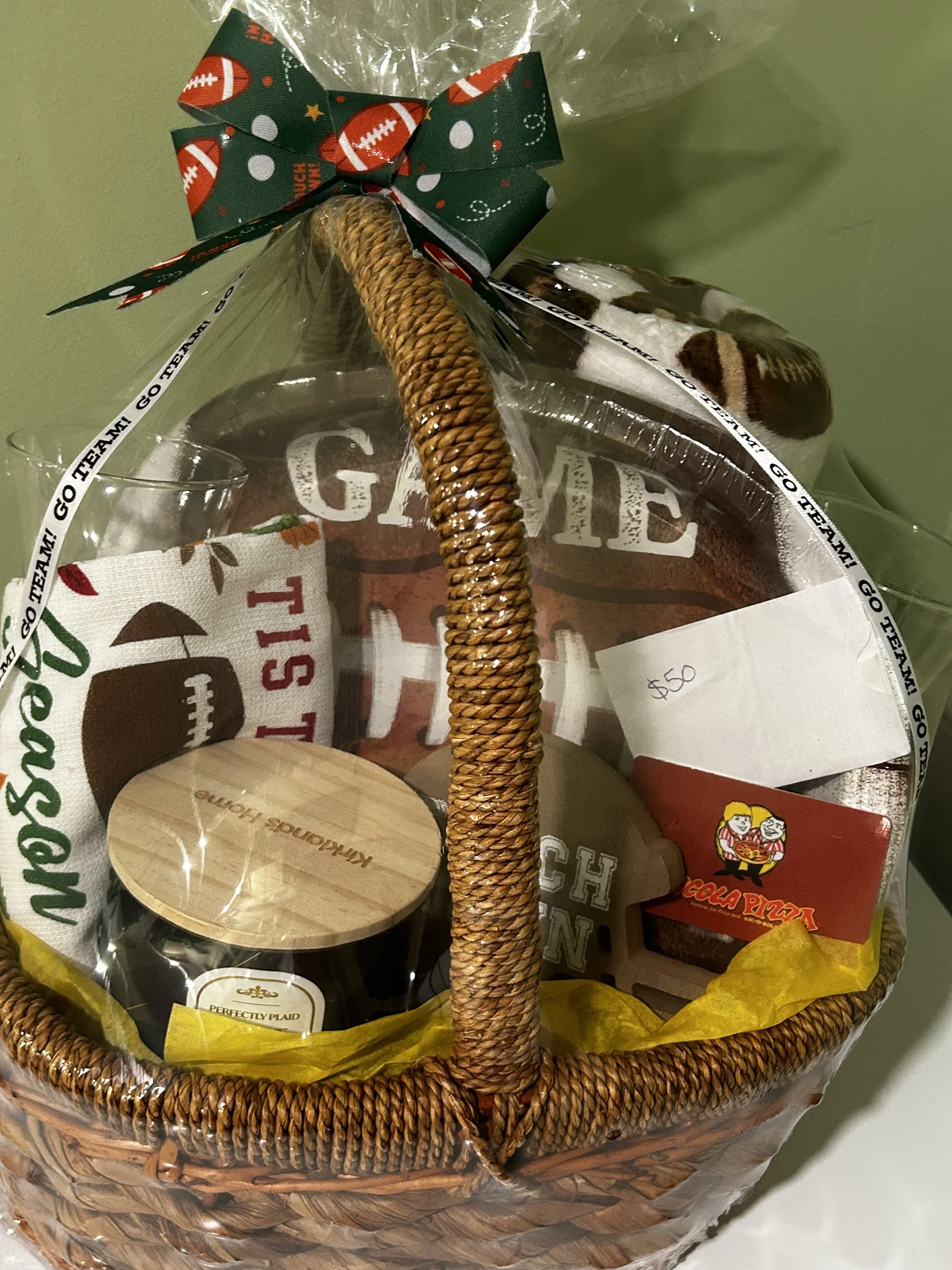 a football game-day gift basket