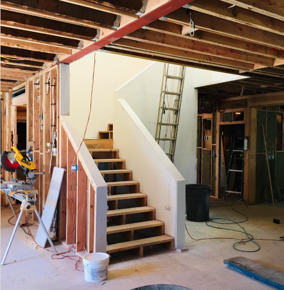 in progress, new construction stairwell