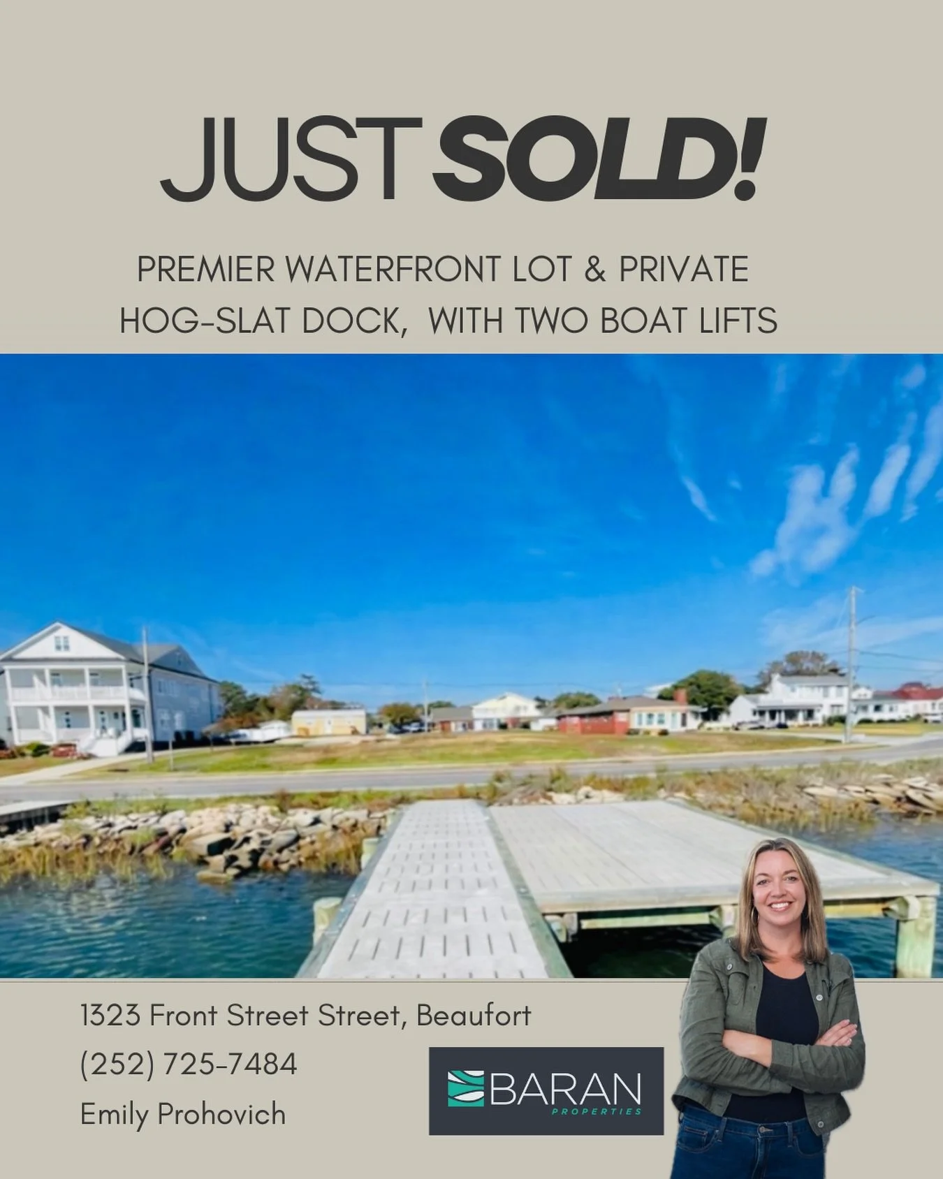 ✨ SOLD ✨

A standout waterfront closing on Front Street in Beaufort 🌊

This premier lot featured ICW access, deep water, a private dock with boat lifts, and serene Taylors Creek views- just minutes from historic downtown. Properties offering this le