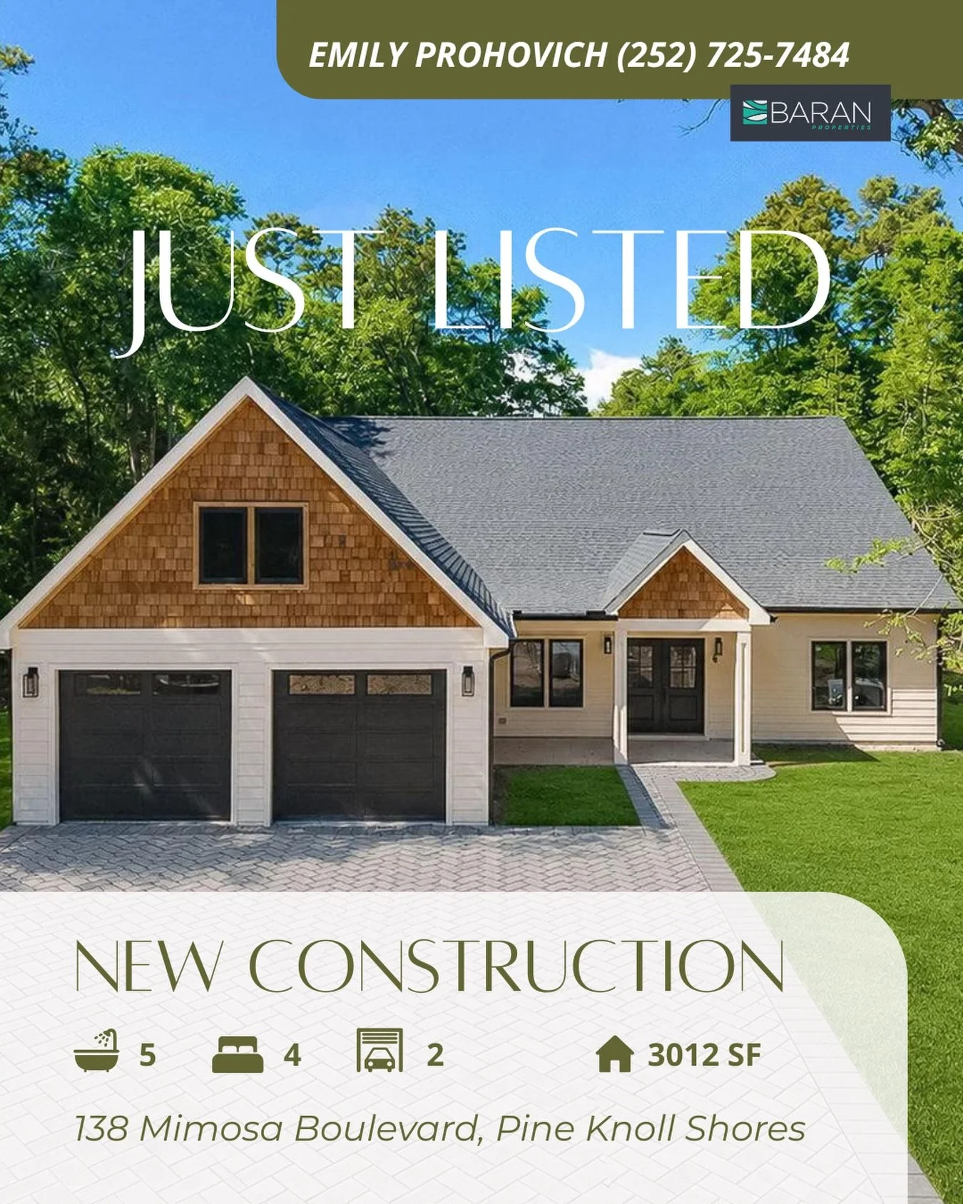 Just Listed in Pine Knoll Shores ✨
4 Bedrooms | 4.5 Baths | 2-Car Garage | New Construction | 3,012 sq. ft.

Curated. Coastal. Luxury.

Brand new and beautifully designed, this exceptional Pine Knoll Shores home brings together high-end craftsmanship