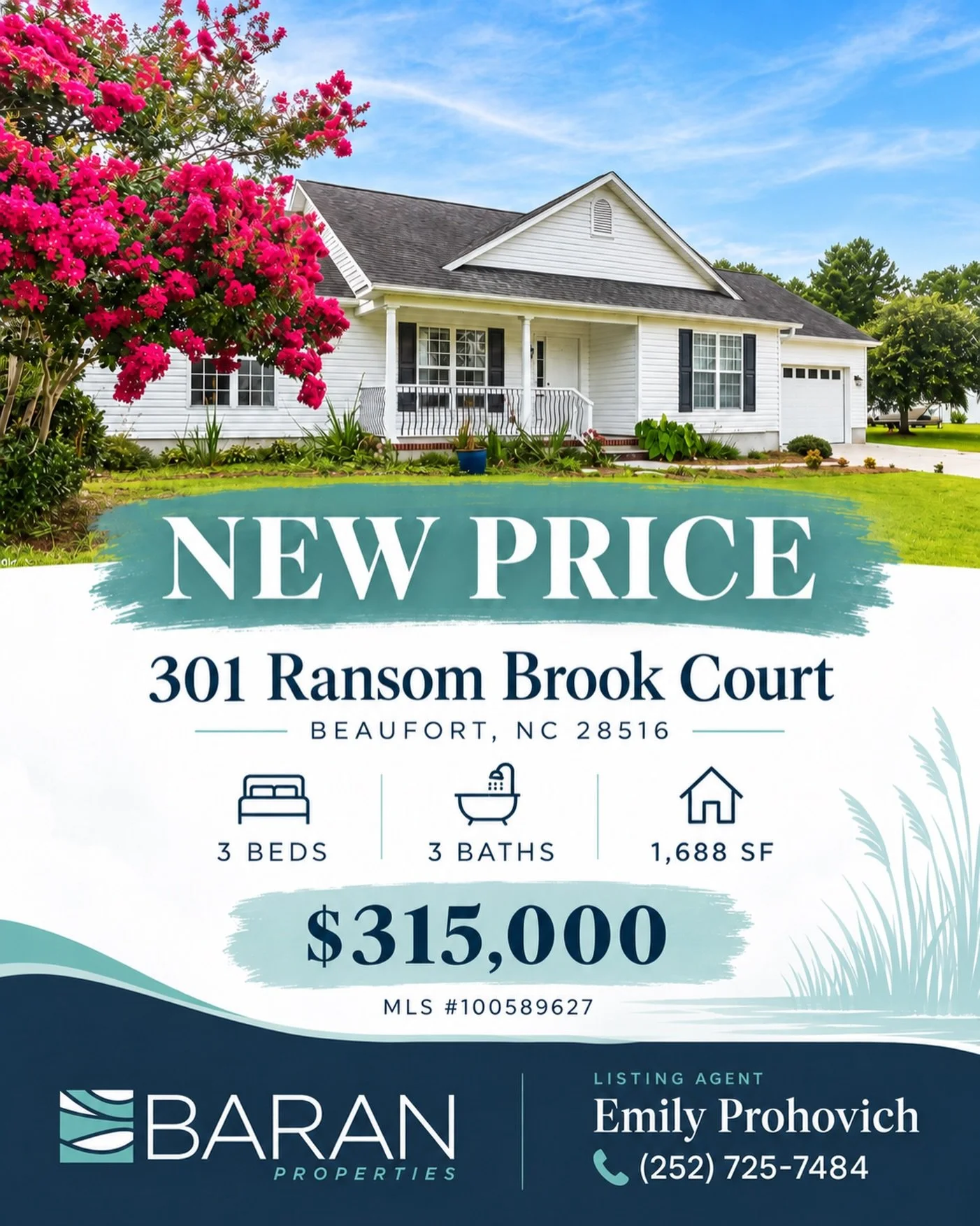 ✨ NEW PRICE in Beaufort! ✨

301 Ransom Brook Court is now offered at $315,000! This charming home features 3 bedrooms, 3 bathrooms, and 1,688 sq. ft. with plenty of space to make your own.

If you&rsquo;ve been waiting for the right opportunity, this