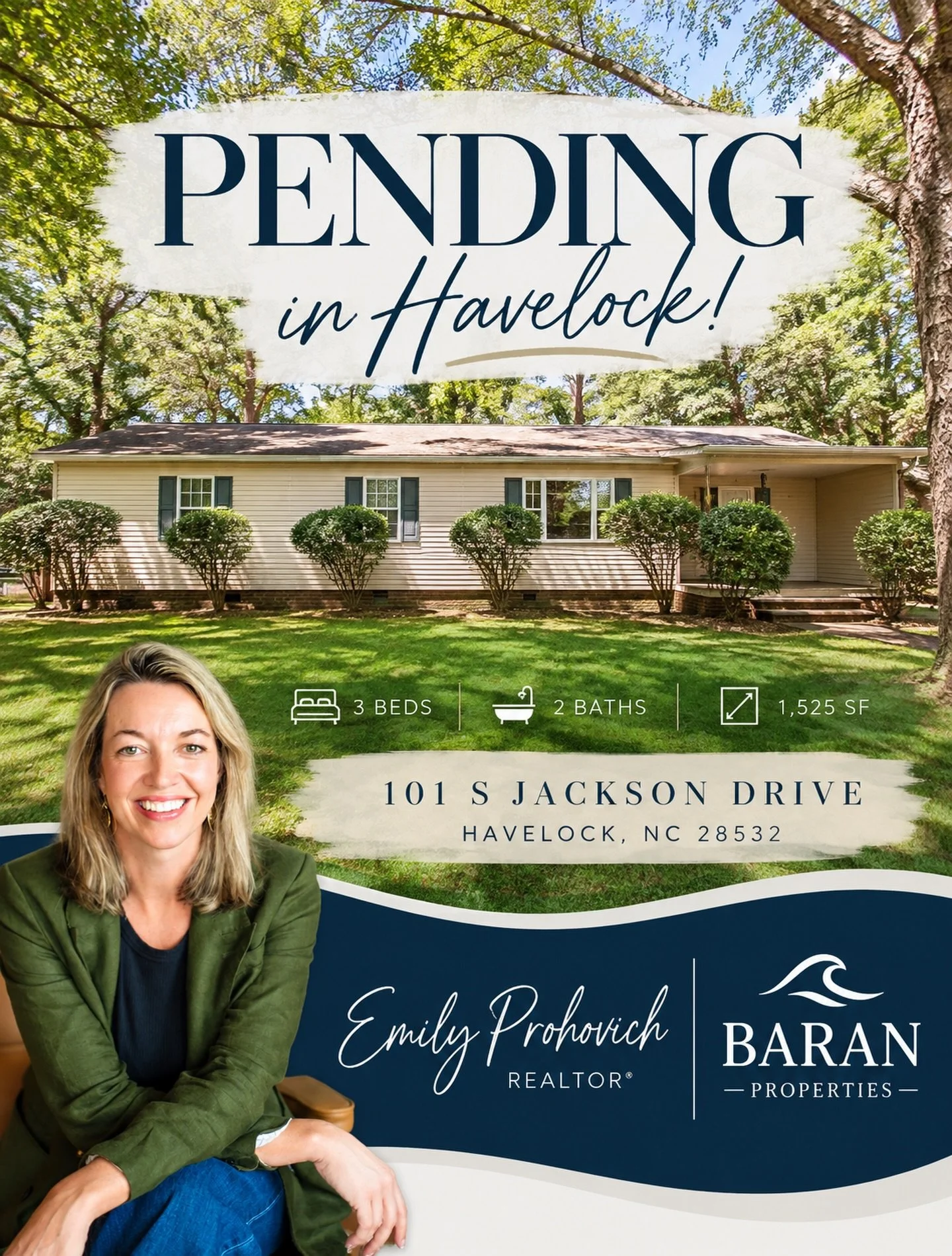 PENDING in Havelock! 🏡✨

101 S Jackson Drive is officially under contract!

This charming 3-bedroom, 2-bath home sits on a beautiful mature lot surrounded by pecan trees and offers hardwood floors, plenty of privacy, and a convenient location just m