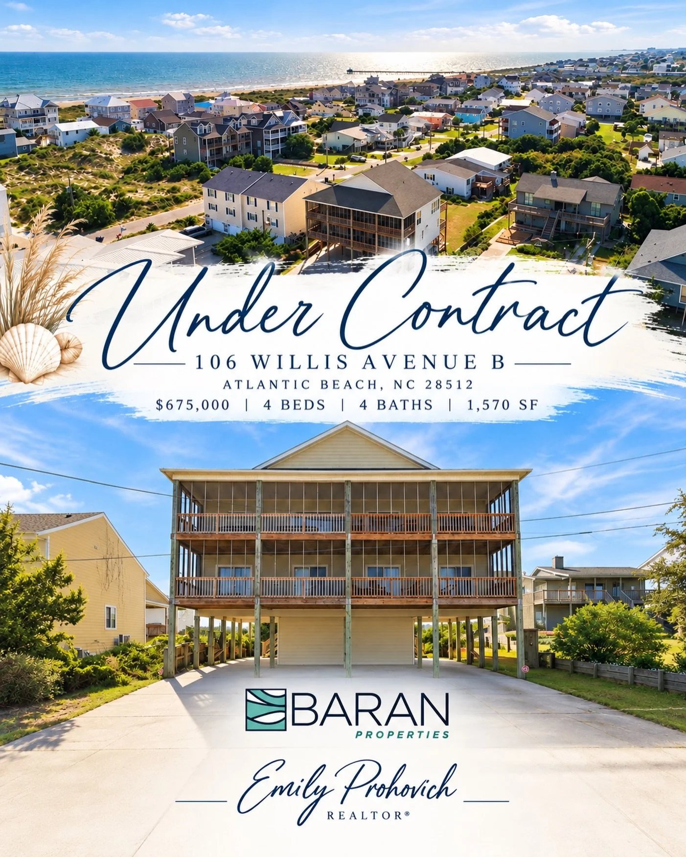 UNDER CONTRACT in Atlantic Beach! 🎉

Emily is so excited for her buyers who are officially under contract on this coastal gem at 106 Willis Avenue B! With spacious porches, salty breezes, and the beach just moments away, there&rsquo;s so much to lov