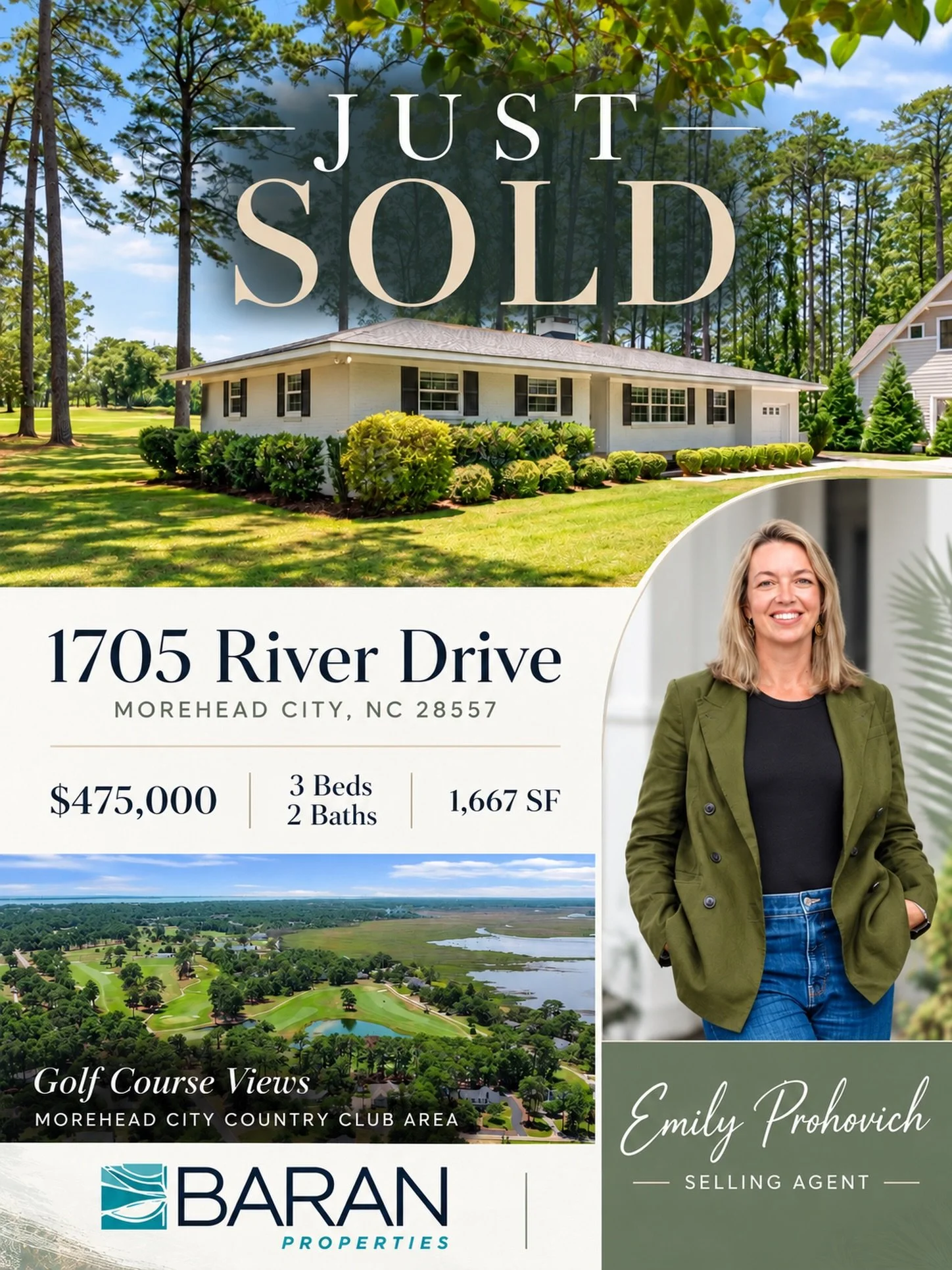 🏡 JUST SOLD | 1705 River Drive, Morehead City! 

A beautiful home, golf course views, and a location that&rsquo;s hard to beat! ⛳️🌿

This charming home overlooking the Morehead City Country Club has officially found its new owners!

A big congratul