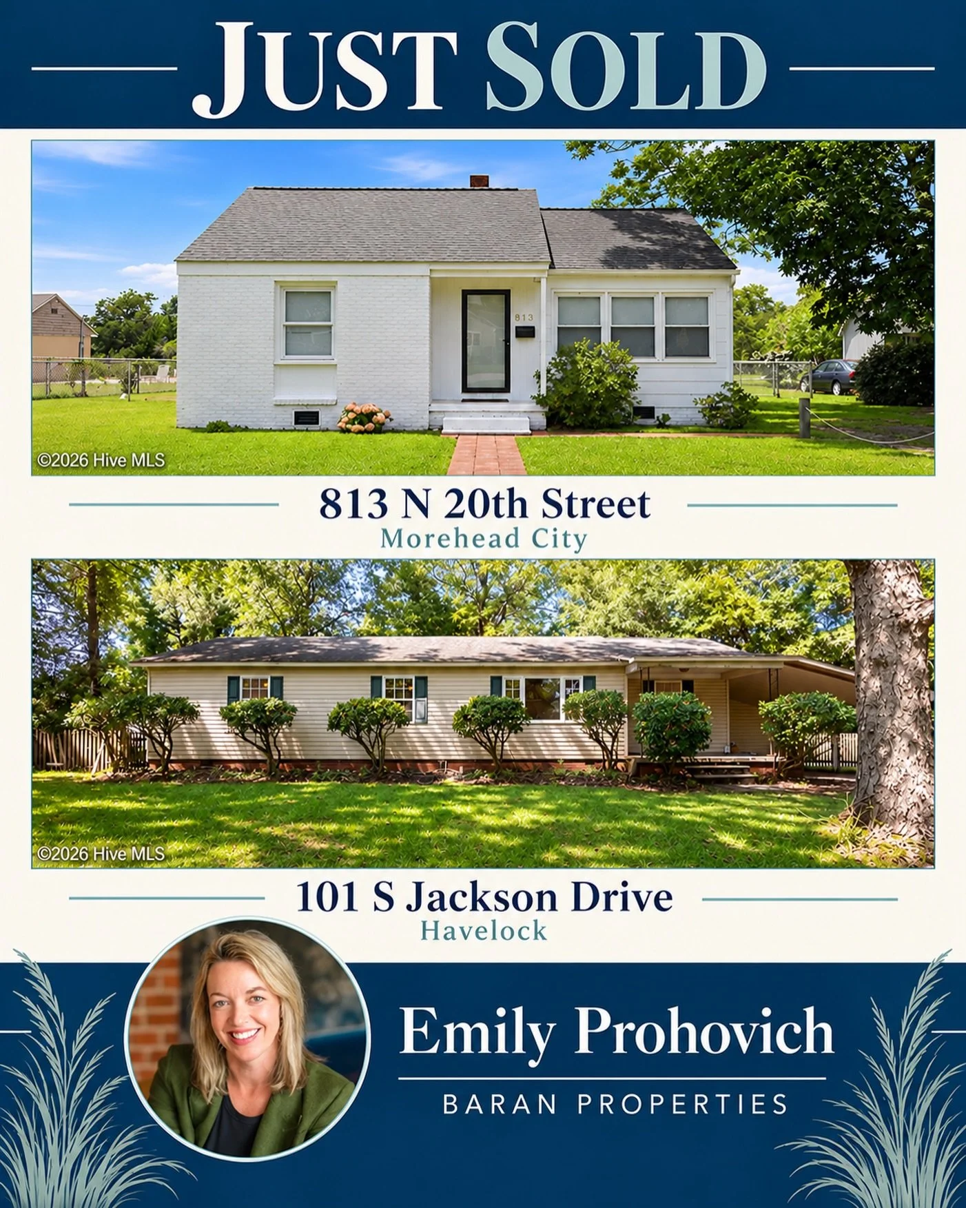Two homes, two new chapters! 🏡✨

Help us congratulate Emily Prohovich on both of these closings!

📍 813 N 20th Street, Morehead City
📍 101 S Jackson Drive, Havelock

Congratulations to everyone involved, and thank you to Emily&rsquo;s clients for 