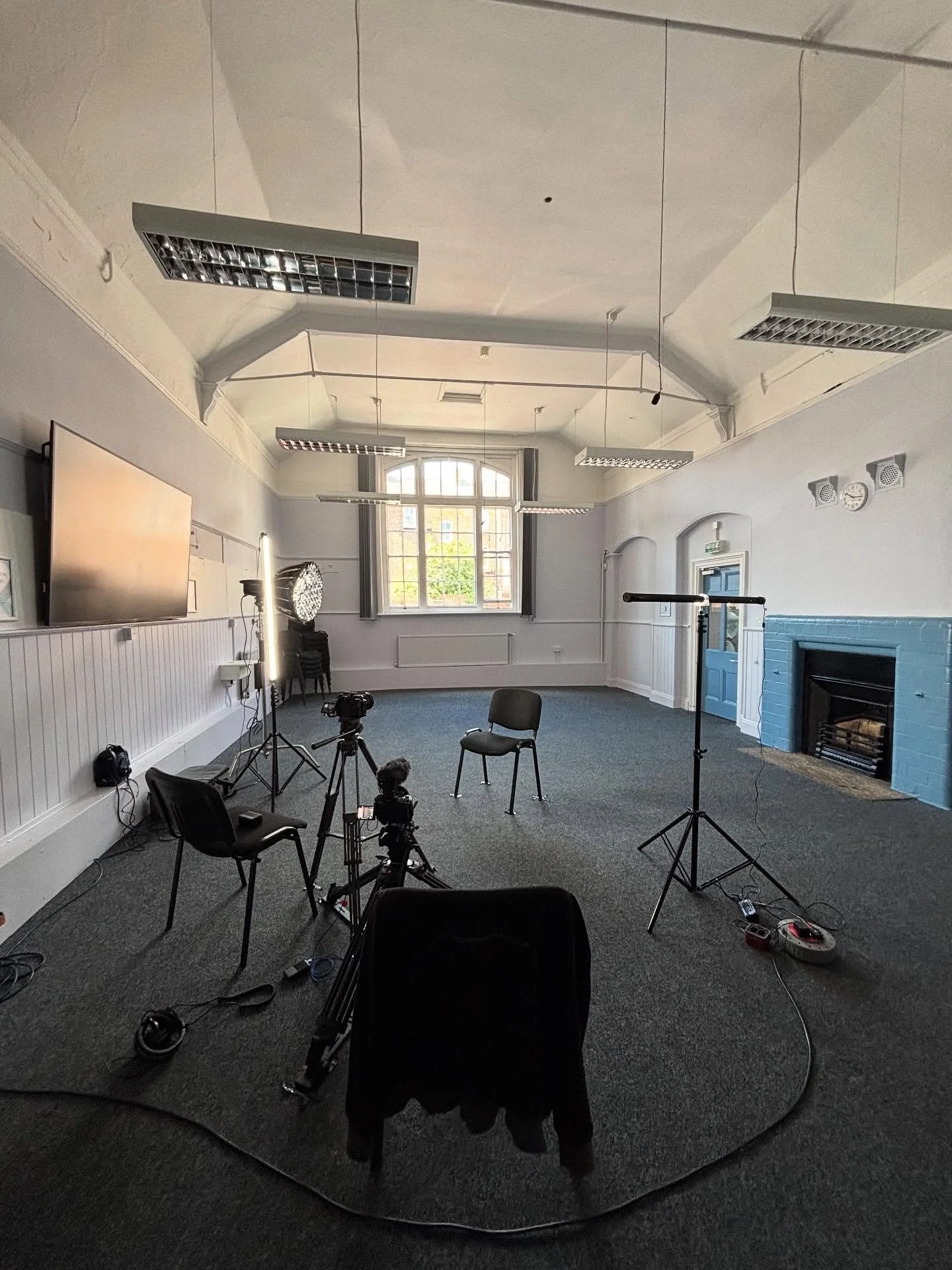 Interview setup with the sun coming though the window standing in as the backlight. Great day shooting with @sallymolineaux