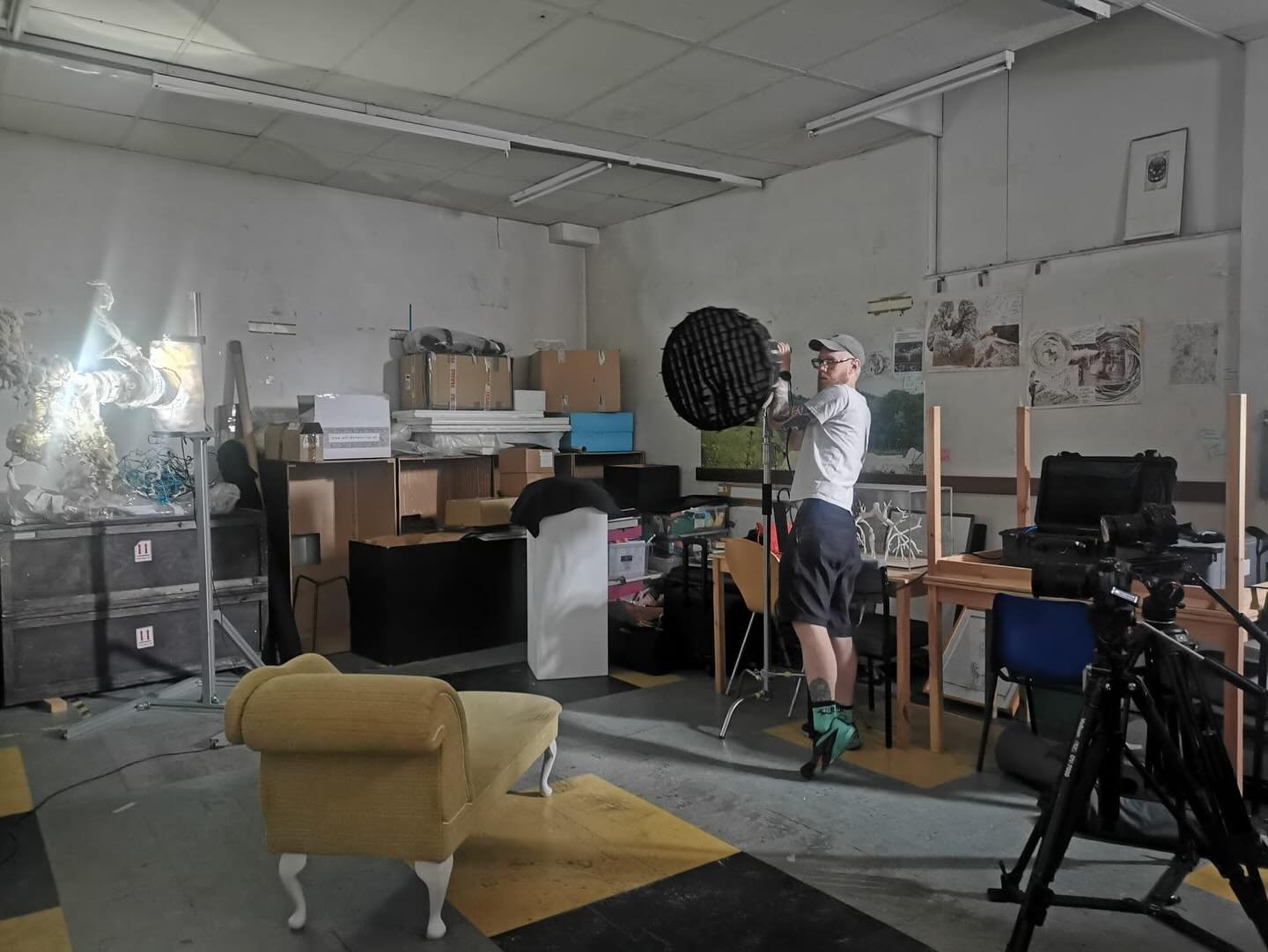 Great day setting up and shooting an interview with @naseemdarbeyartist in her studio space in @keighleycreative for the mega drawing project.

I love an artists studio, such a visually rich location for interviews. There&rsquo;s always lots going on