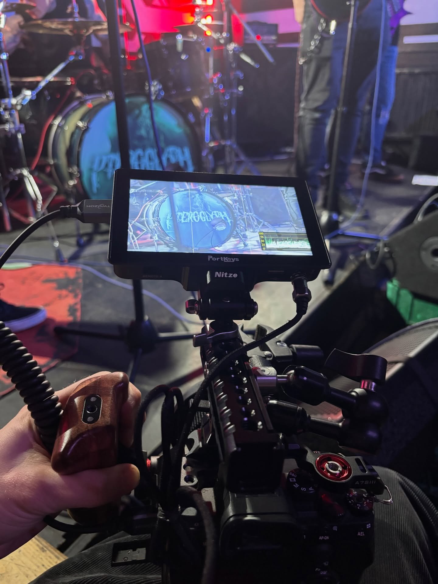 Sometimes you&rsquo;ve just got to say yes and shoot a fast paced death metal band with three cameras at 90&rsquo;degree shutter in a tiny venue with 70 people in it. 

Looking forward to editing this over the holidays 

@rowanstothard 
@sallymolinea